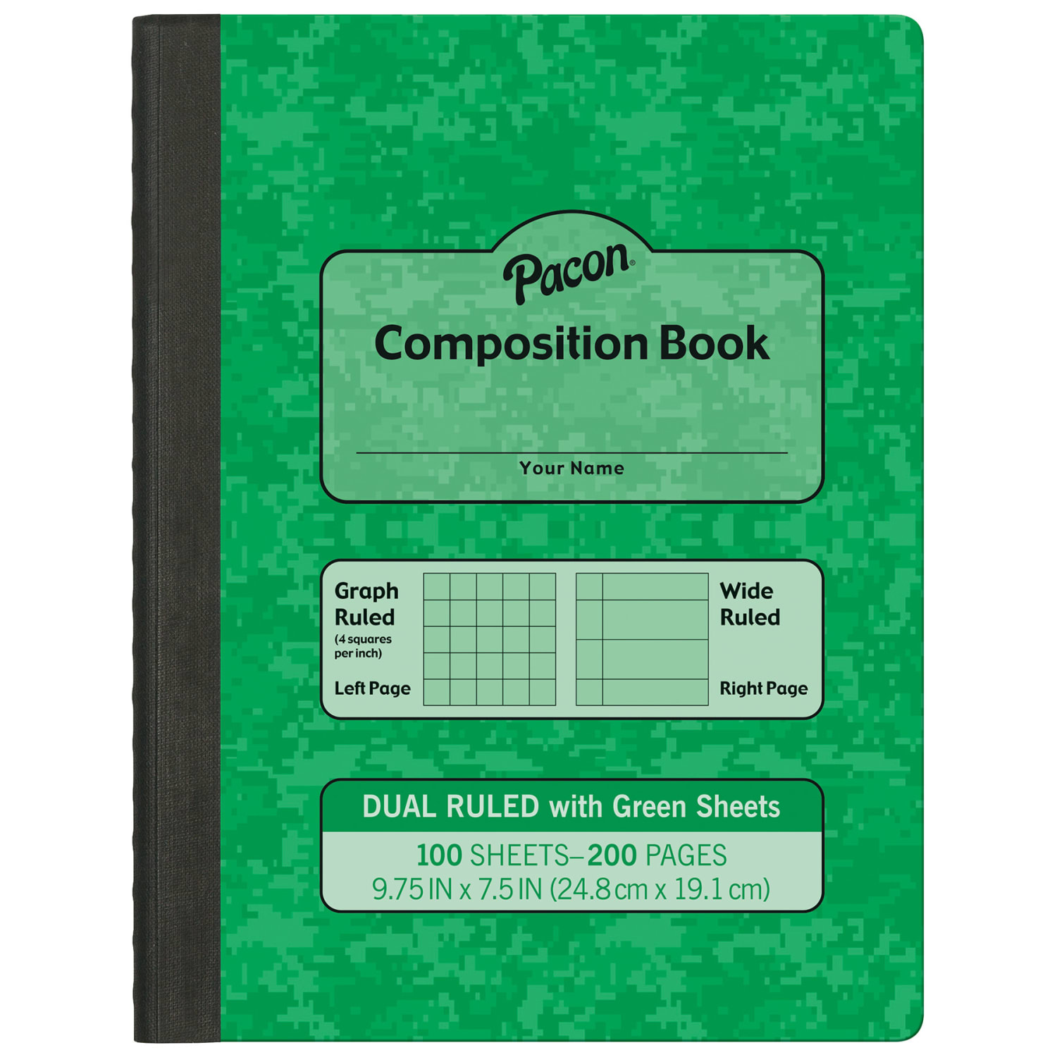Pacon Dual Ruled Composition Books, 1/4in Grid And 3/8in (Wide) 9-3/4in x 7-1/2in, Green, 100 Sheets, Pack Of 6 Books - Image 3