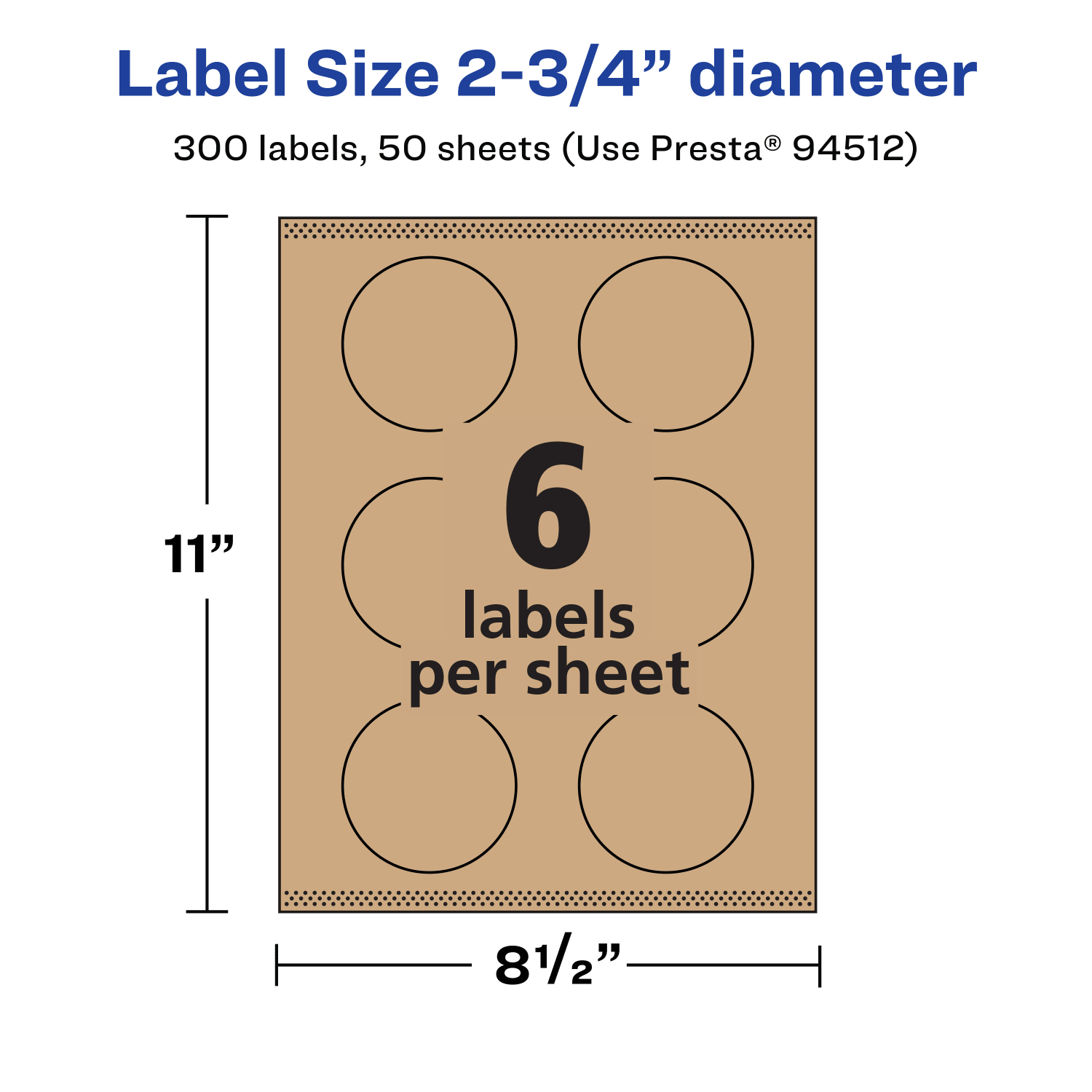 Avery Kraft Permanent Labels With Sure Feed, 94512-KMP50, Round, 2-3/4in Diameter, Brown, Pack Of 300 - Image 6