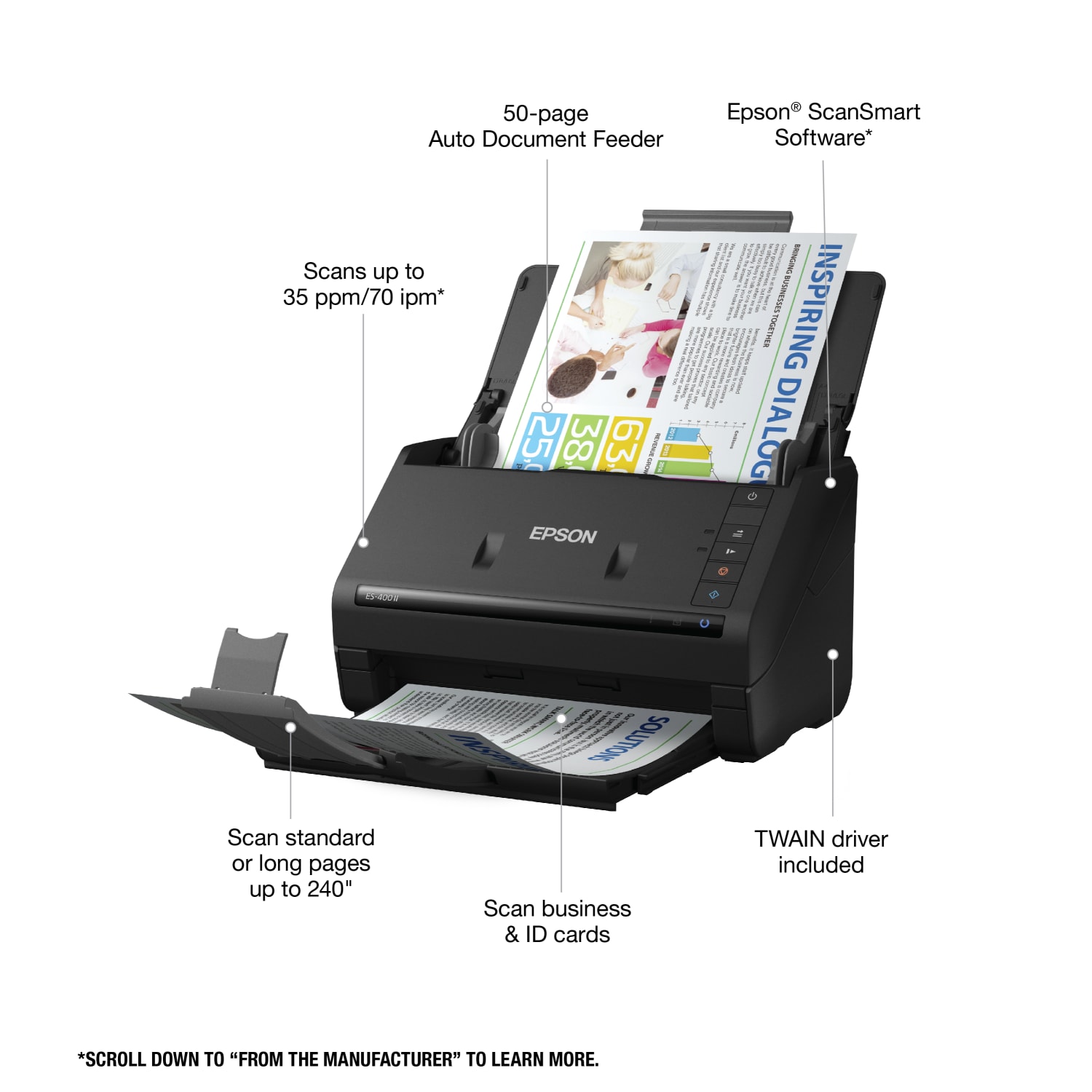 Epson WorkForce ES-400 II Duplex Desktop Color Document Scanner with Auto Document Feeder - Image 4