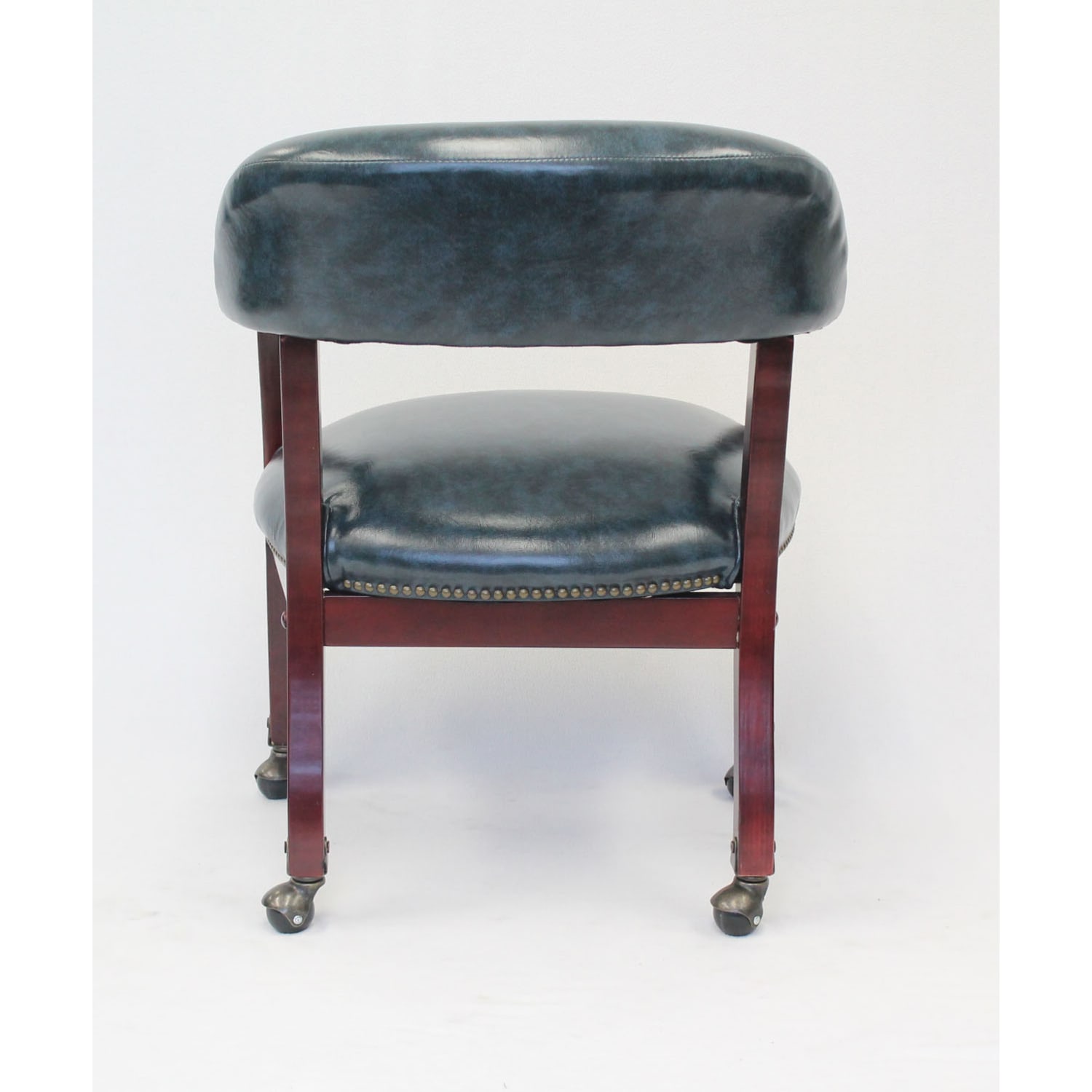 Boss Office Products Captains Guest Arm Chair, With Casters, Blue/Mahogany - Image 5