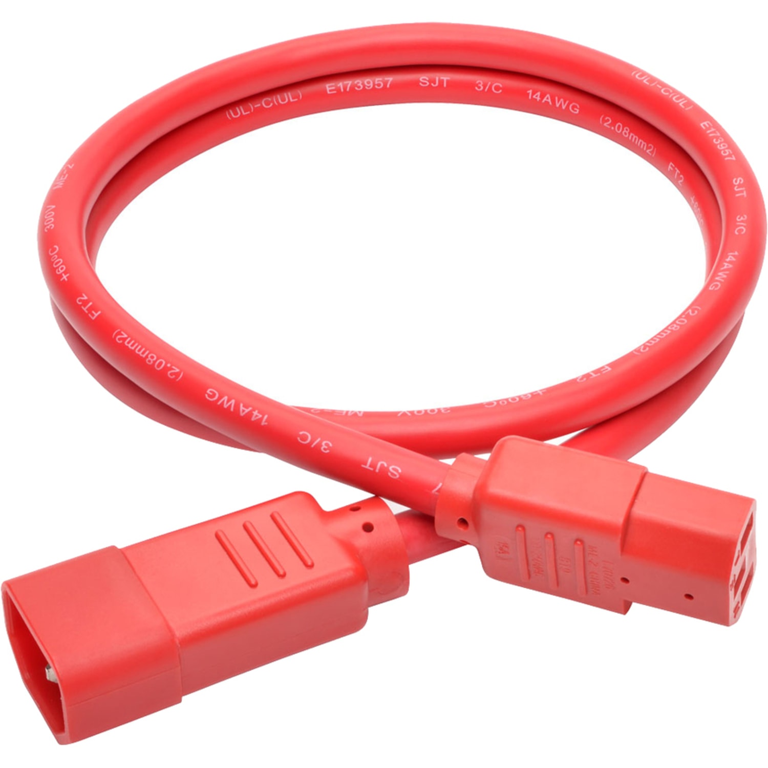 Eaton Tripp Lite Series Heavy-Duty PDU Power Cord, C13 to C14 - 15A, 250V, 14 AWG, 3 ft. (0.91 m), Red - P005003ARD - Image 3