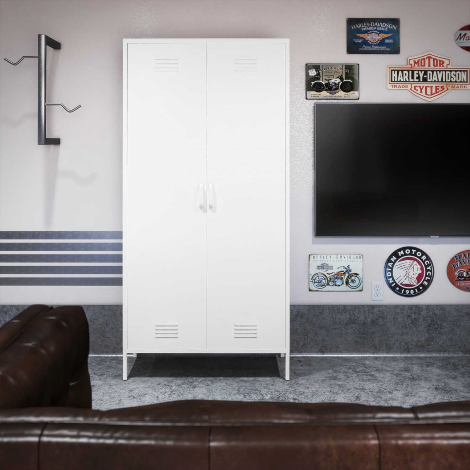 Ameriwood Home Mission District Tall 2-Door Metal Locker Cabinet, 72-7/8inH x 35-7/16inW x 15-3/4inD, White - Image 5
