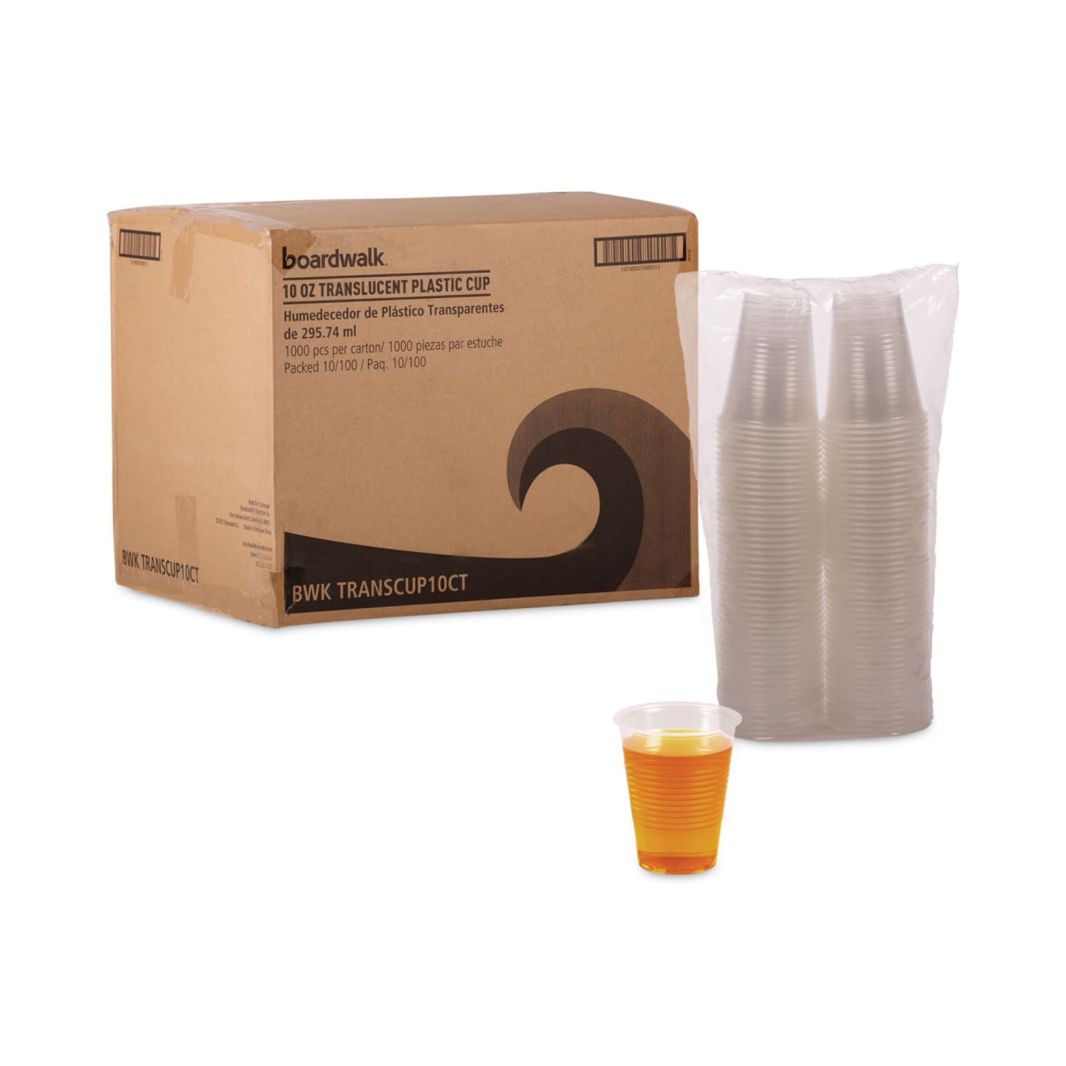 Boardwalk Plastic Cold Cups, 10 Oz, Clear, Sleeve Of 100 Cups, Carton Of 10 Sleeves - Image 6