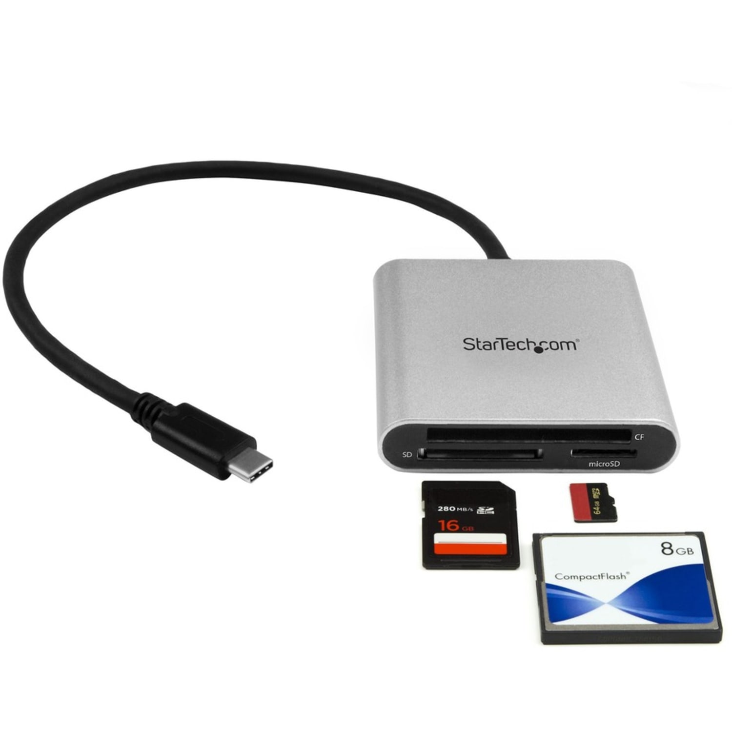 StarTech.com USB 3.0 Flash Memory Multi-Card Reader/Writer with USB-C - SD microSD and CompactFlash Card Reader w/ Integrated US - FCREADU3C - Image 5