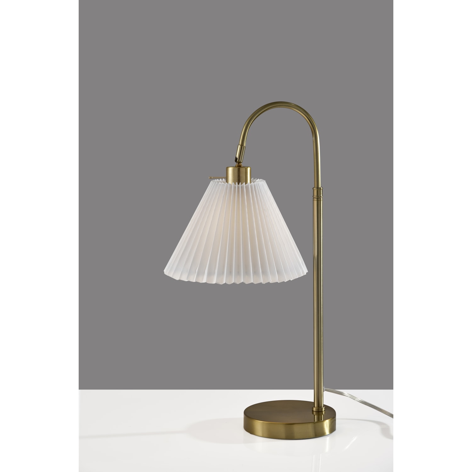 Adesso Thalia Table Lamp, Antique Brass/White Fabric Shade - Image 5