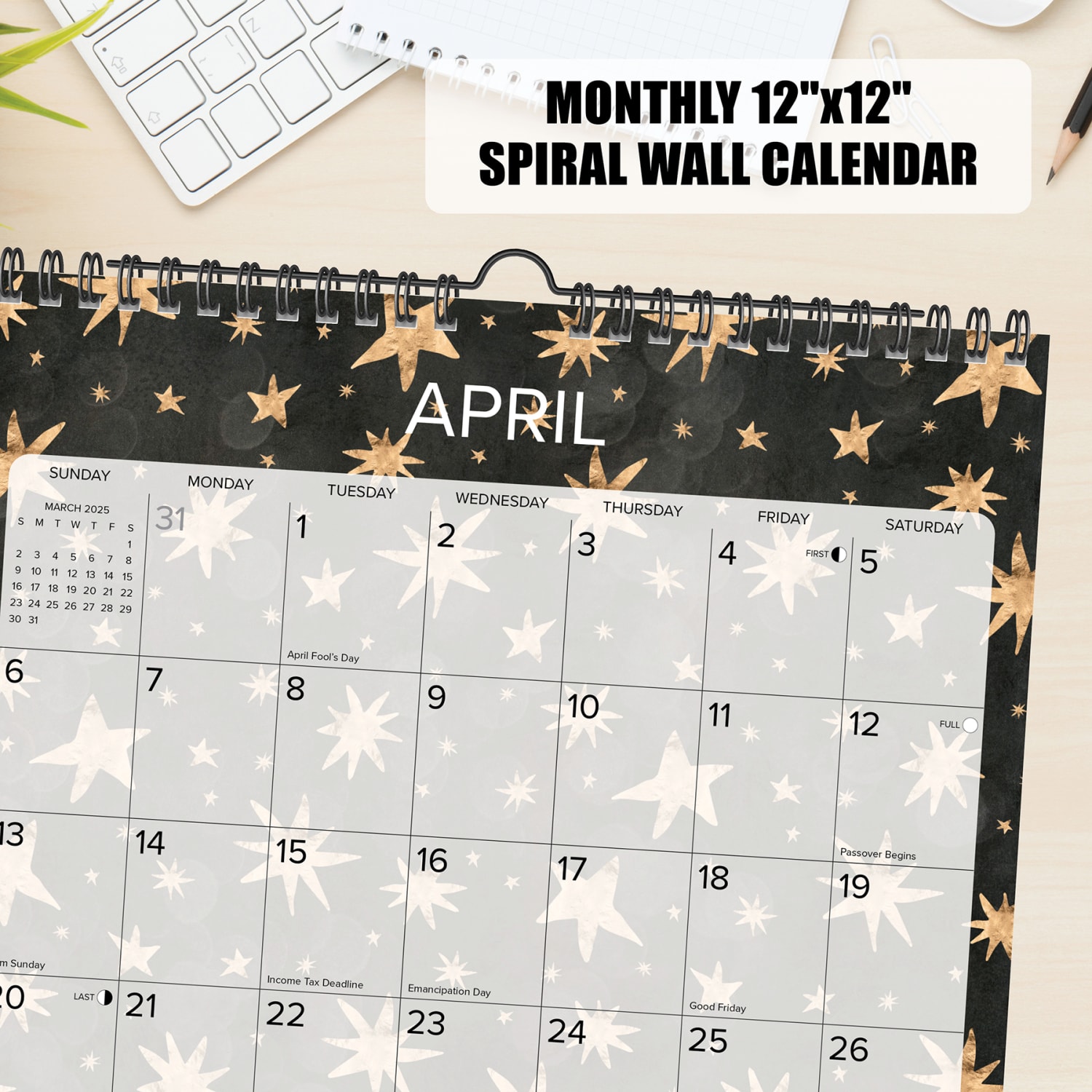 2025 Willow Creek Press Spiral Art Wall Calendar, 12in x 12in, Starry Night, January 2025 To December 2025, 47996 - Image 4