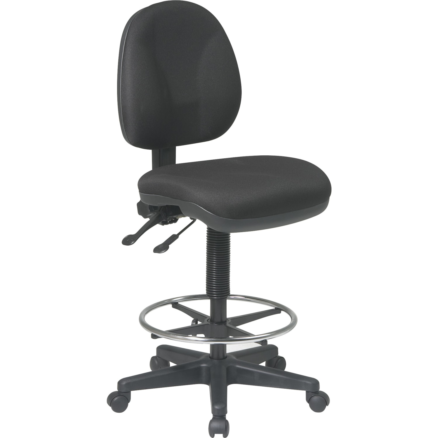 Office Star Deluxe Ergonomic Fabric Drafting Chair With Back, Black