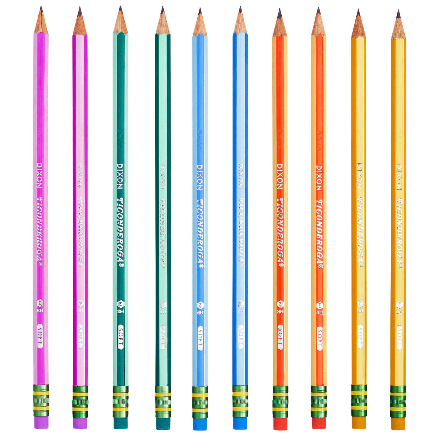 Ticonderoga Presharpened Pencils, #2 Soft, Neon Stripes, 10 Pencils Per Pack, Set Of 6 Packs - Image 6