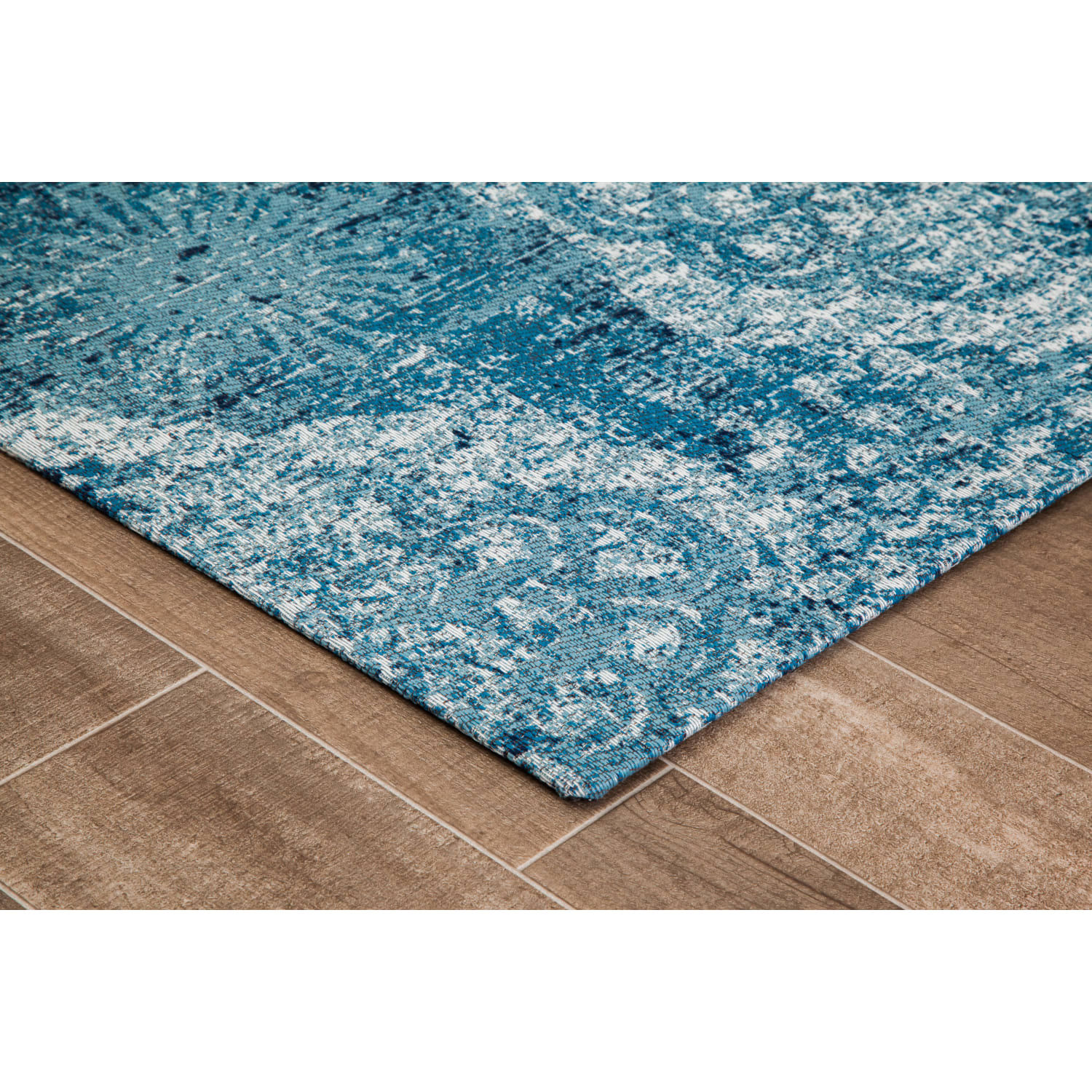 Anji Mountain Maldives Rug'd Chair Mat, 1/4inH x 40inW x 54inD, Blue/Ivory - Image 5