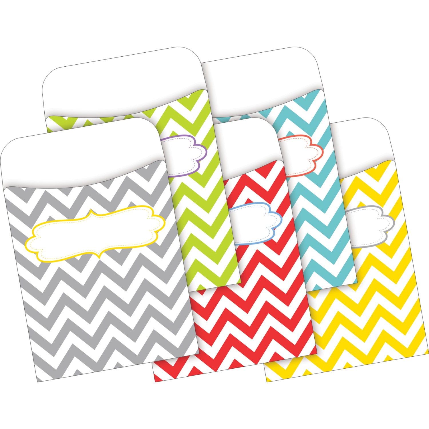 Barker Creek Peel & Stick Library Pockets, 3-1/2in x 5-1/8in, Chevron & Flora, Set Of 90 Pockets - Image 3