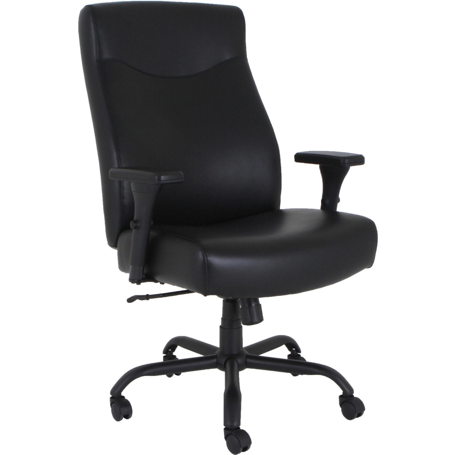 Lorell Big & Tall Bonded Leather High-Back Executive Chair, Black