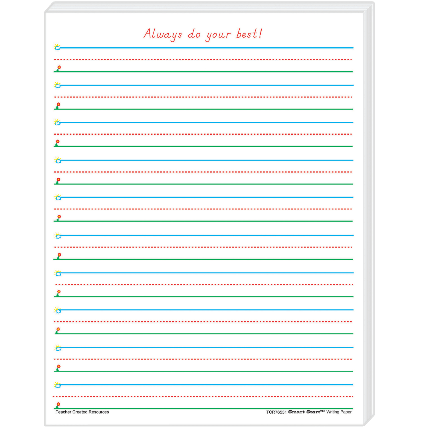 Teacher Created Resources Smart Start 1-2 Writing Paper, 8-1/2in x 11in, Primary Rule, White, 100 Sheets Per Pack, Set Of 2 Packs - Image 3