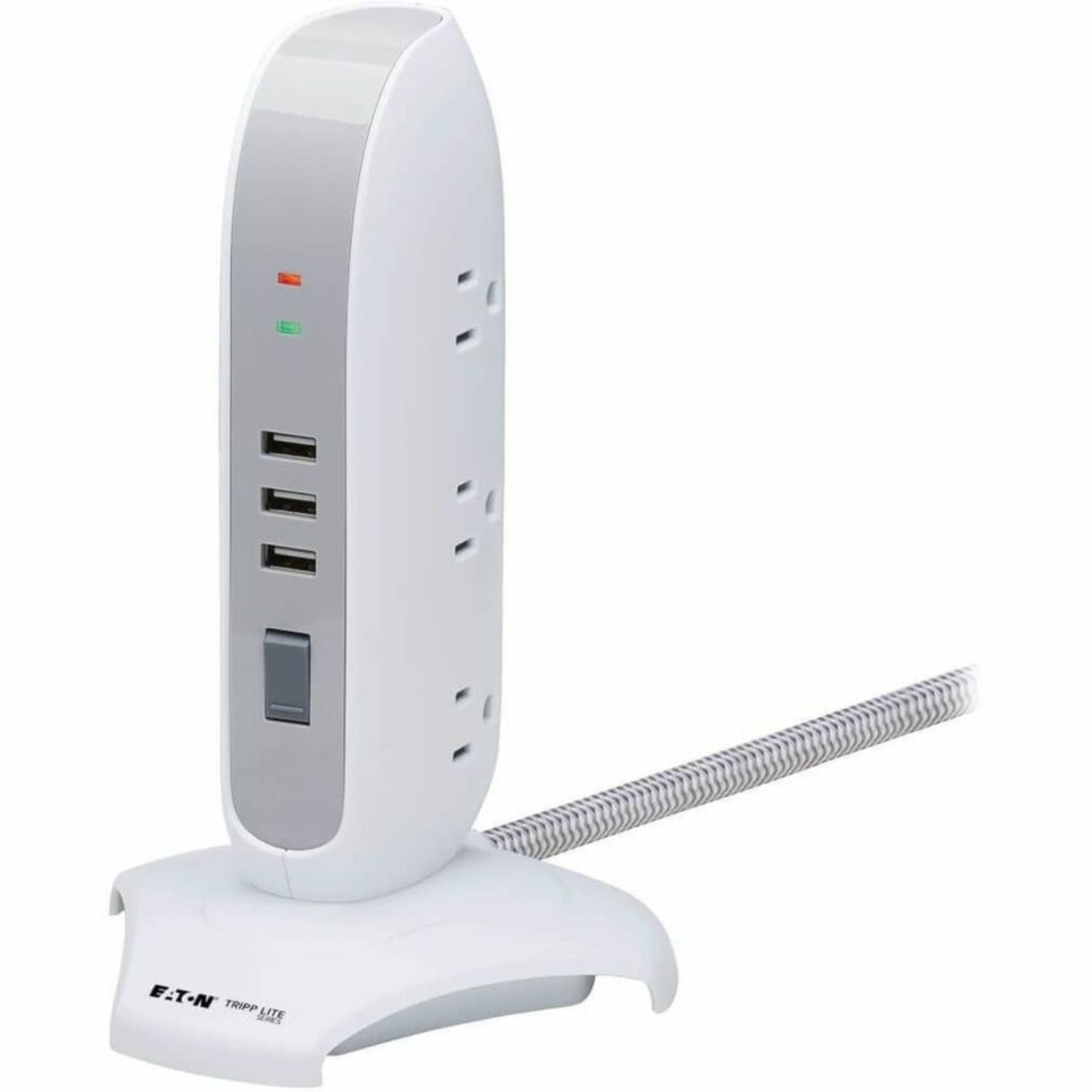 Eaton Tripp Lite Series Surge Protector Tower 5-Outlet with 3 USB Charging Ports 6ft Cord 5-15P White - TLP66USB - Image 4