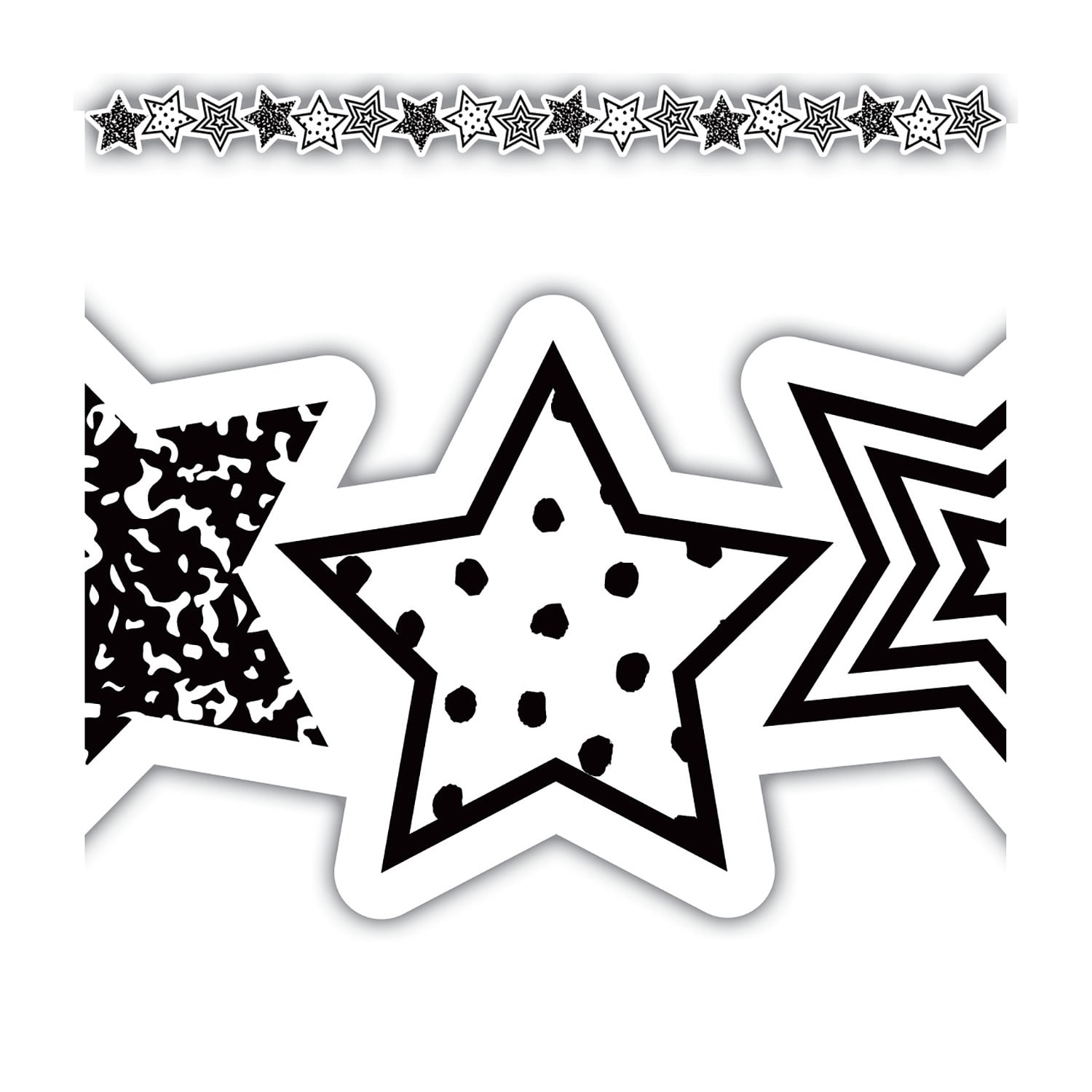 Teacher Created Resources Die-Cut Border Trim, Black And White Stars, 35ft Per Pack, Set Of 6 Packs - Image 3