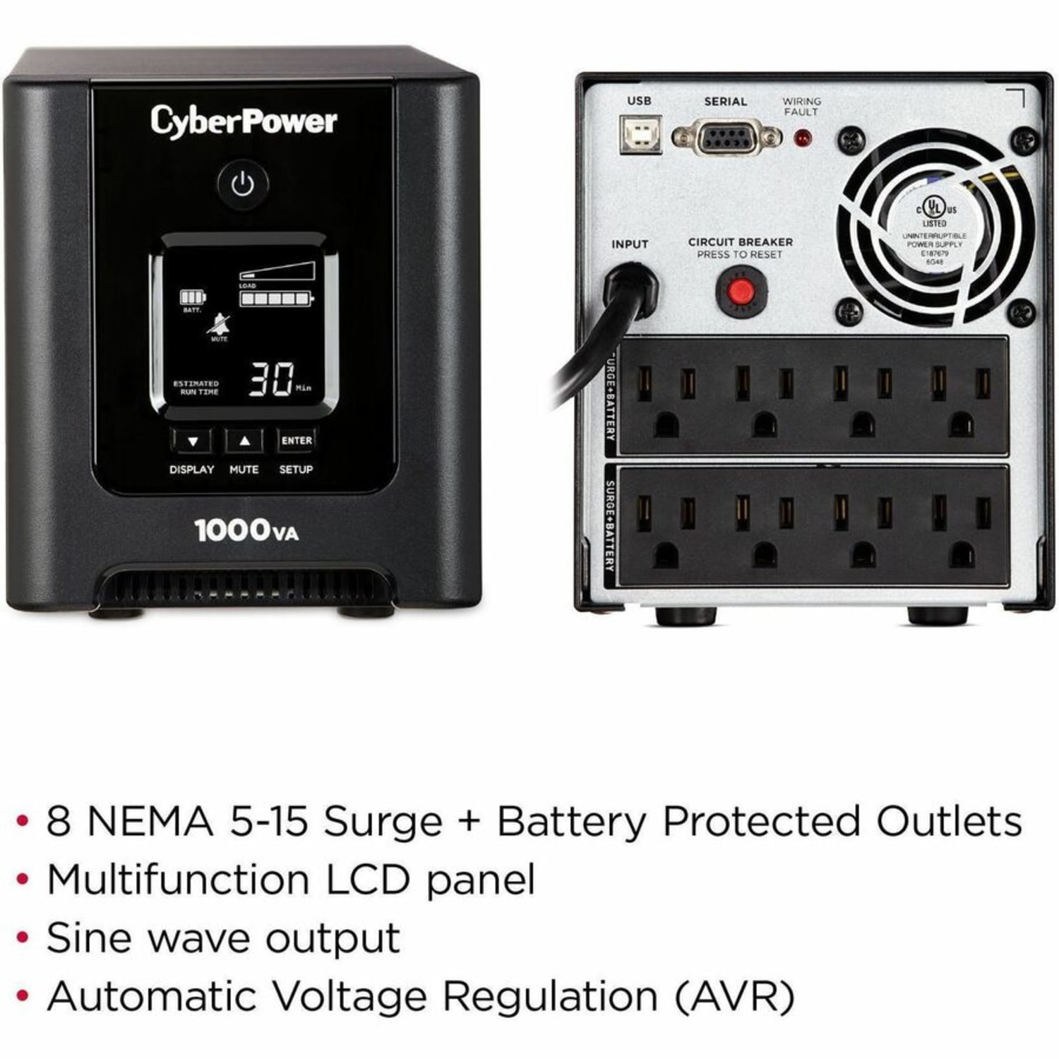 CyberPower OR1000PFCLCD PFC Sinewave UPS Systems - 1000VA/700W, 120 VAC, NEMA 5-15P, Mini-Tower, Sine Wave, 8 Outlets, LCD, $200000 CEG- OR1000PFCLCD - Image 5