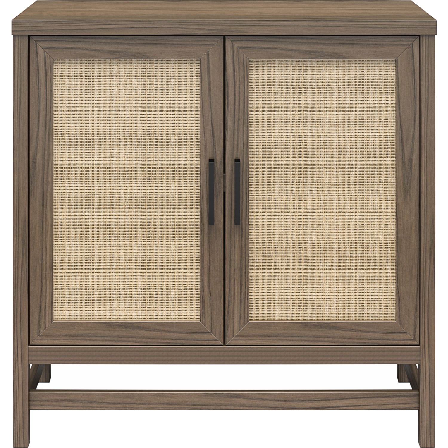 Ameriwood Home Lennon 2-Door Storage Cabinet, Medium Brown/Faux Rattan - Image 3