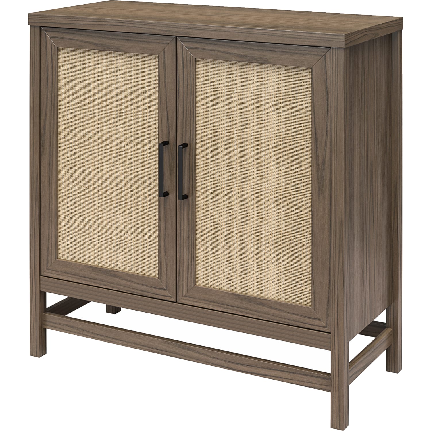 Ameriwood Home Lennon 2-Door Storage Cabinet, Medium Brown/Faux Rattan - Image 4