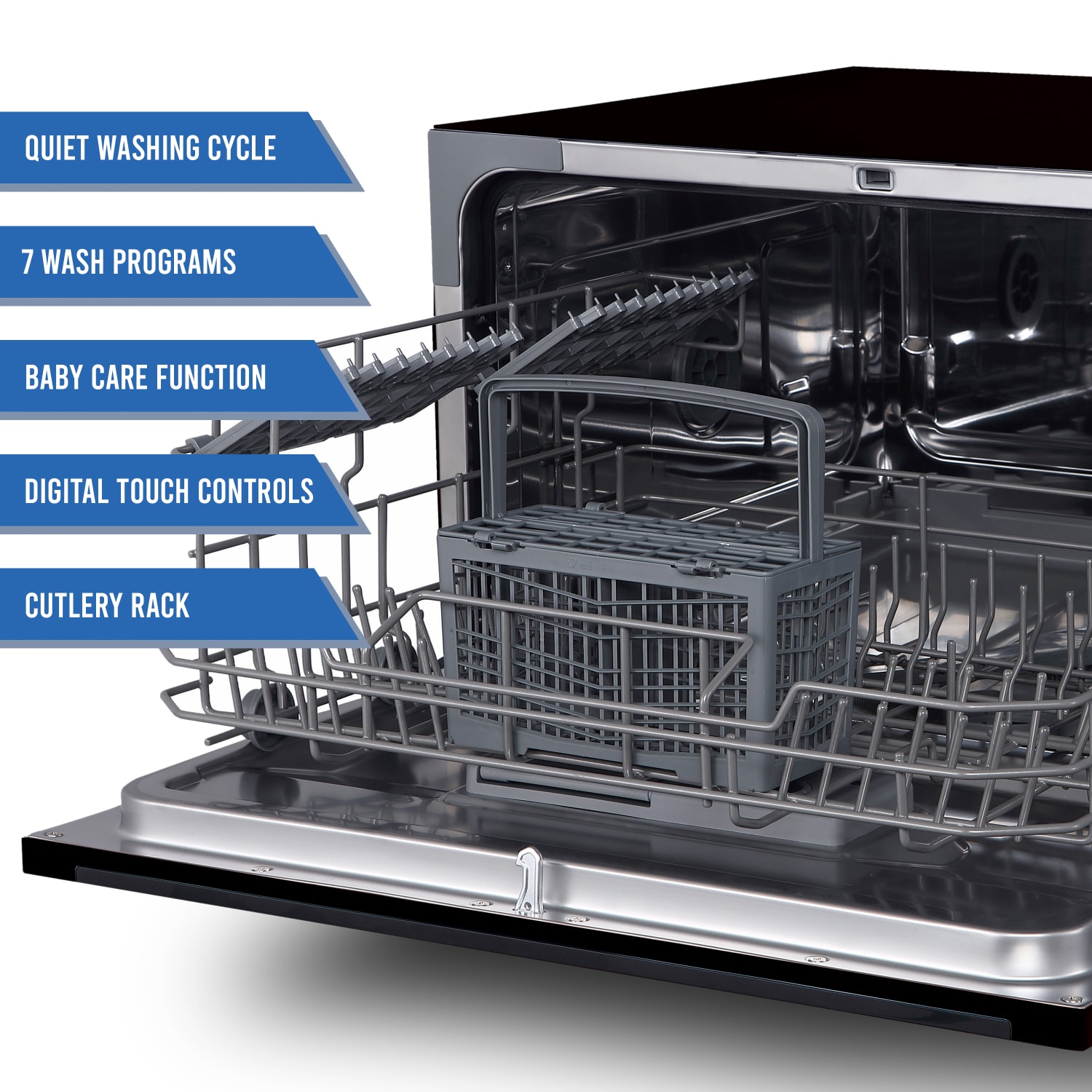 Farberware Professional FCD06 Counter-Top Dishwasher, 17-1/4inH x 21-13/16inW x 21-3/4inD, Black - Image 3