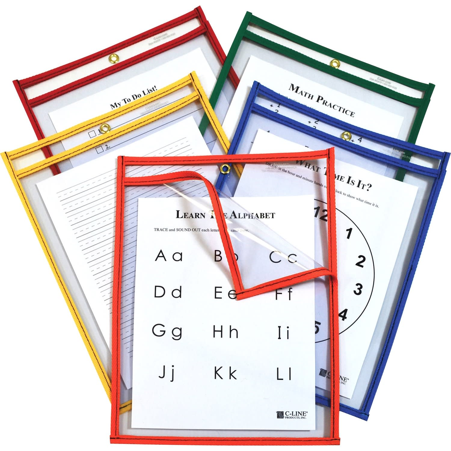 C Line Products Super Heavyweight Plus Dry-Erase Pockets, Case Of 25, 9in x 12in, Assorted Colors