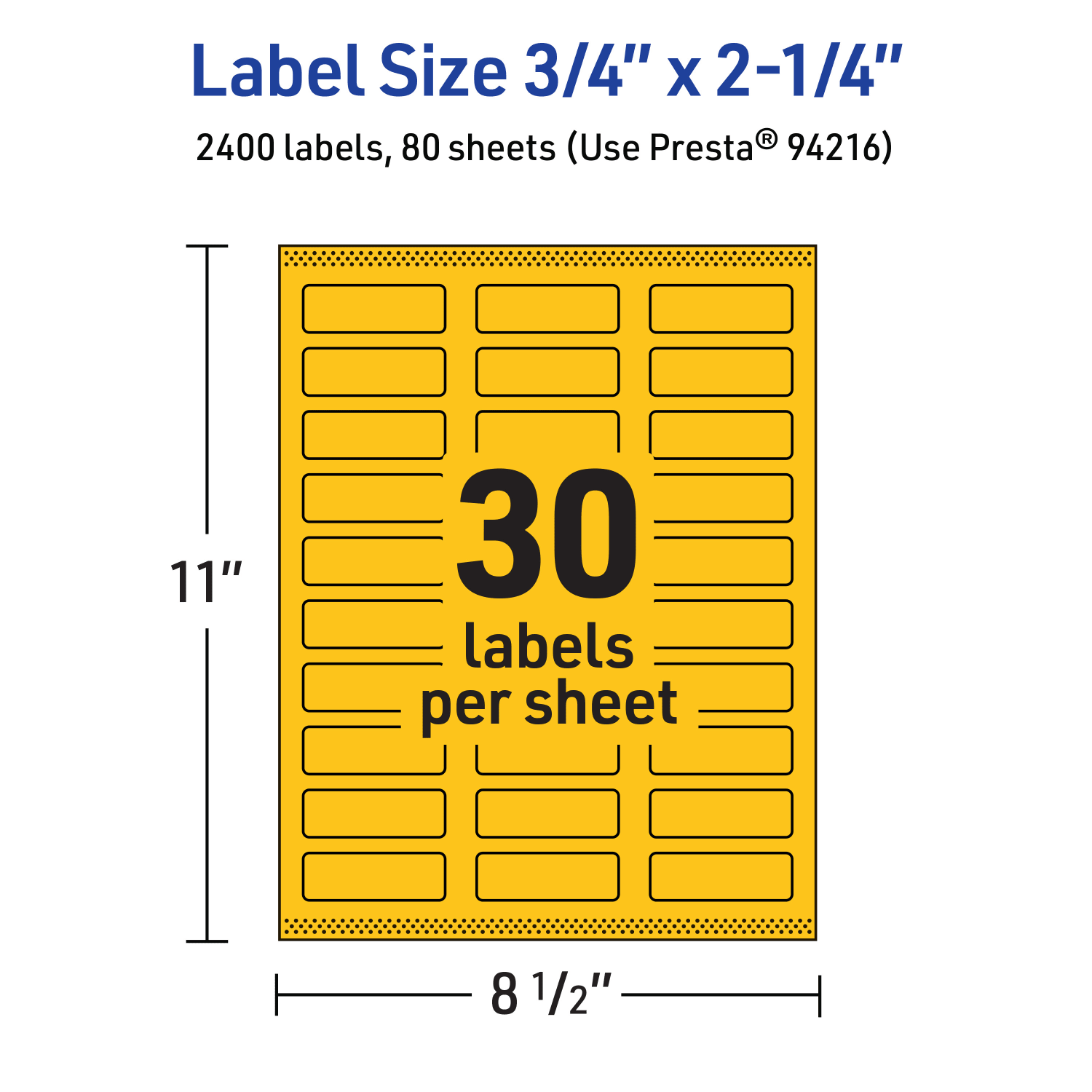 Avery Print-To-The-Edge Labels With Sure Feed Technology And Easy Peel, 94216-BYP80, Rectangle, 3/4in x 2-1/4in, Matte Bright Yellow, Pack of 2400 - Image 6