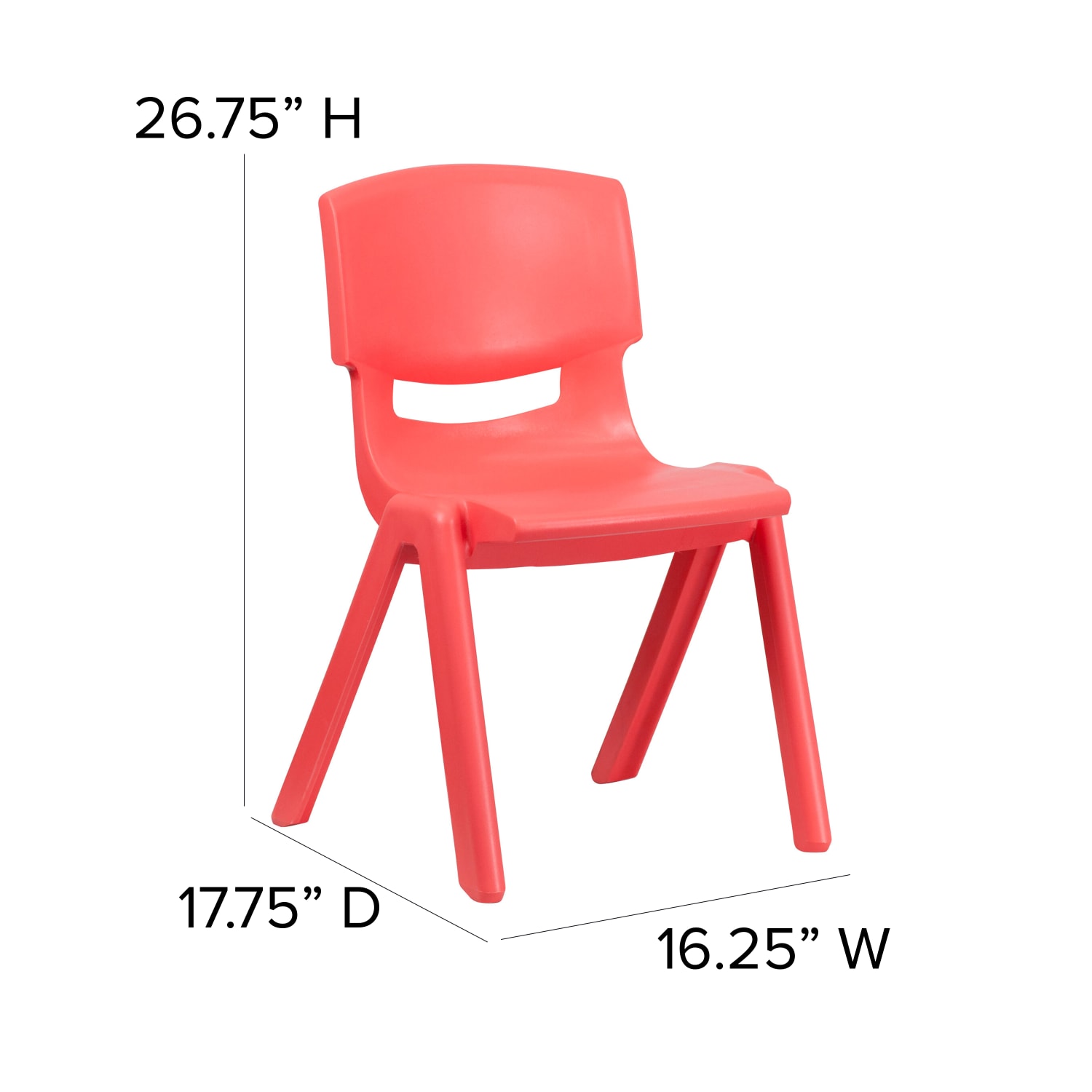 Flash Furniture Plastic Stackable School Chairs With 15.5in Seat Height, Red, Set Of 4 Chairs - Image 8