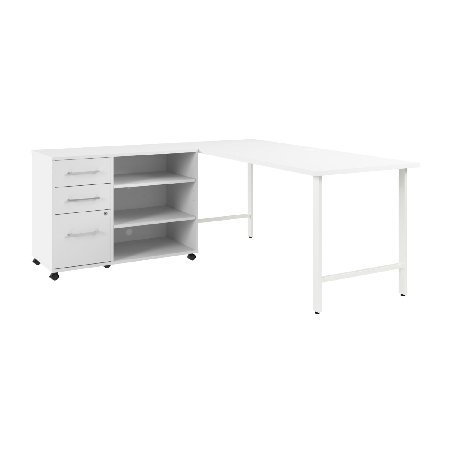 Bush Business Furniture Hustle 72inW Computer Desk and Storage Cabinet with Drawers and Shelves, White, Standard Delivery Service, HUS010WH - Image 3