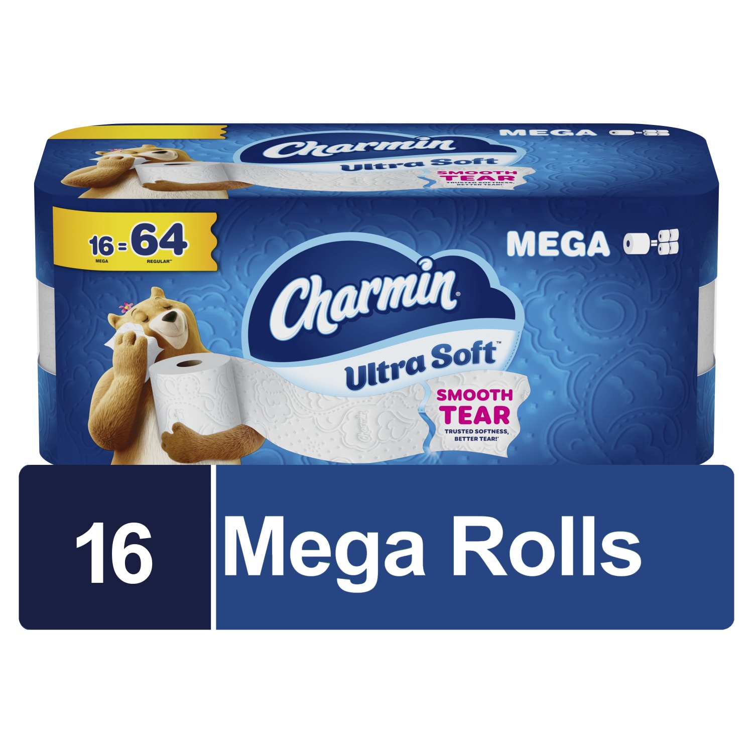 Charmin Ultra Soft 2-Ply Toilet Paper Mega Rolls, 208 Sheets Per Roll/69ft, Pack Of 16 Rolls - Image 3