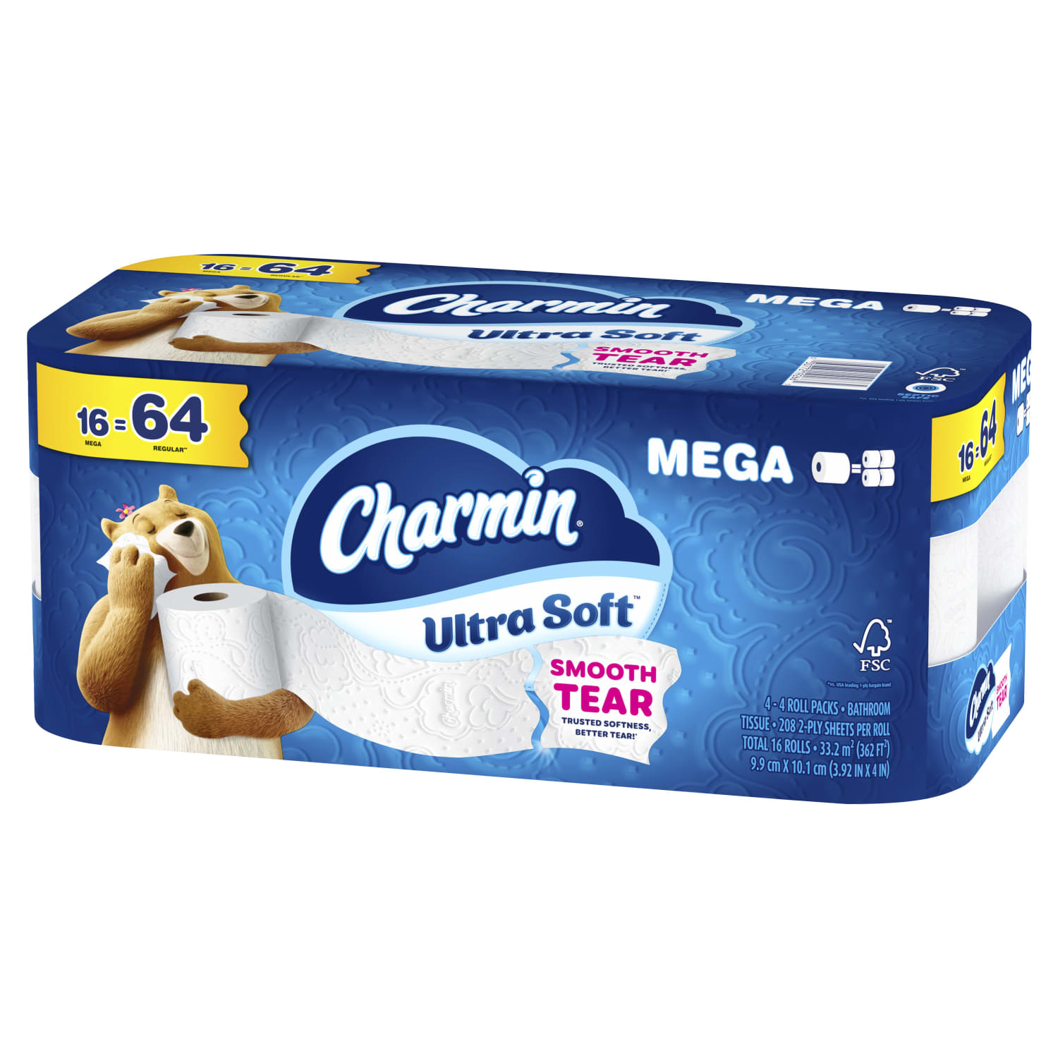 Charmin Ultra Soft 2-Ply Toilet Paper Mega Rolls, 208 Sheets Per Roll/69ft, Pack Of 16 Rolls - Image 5