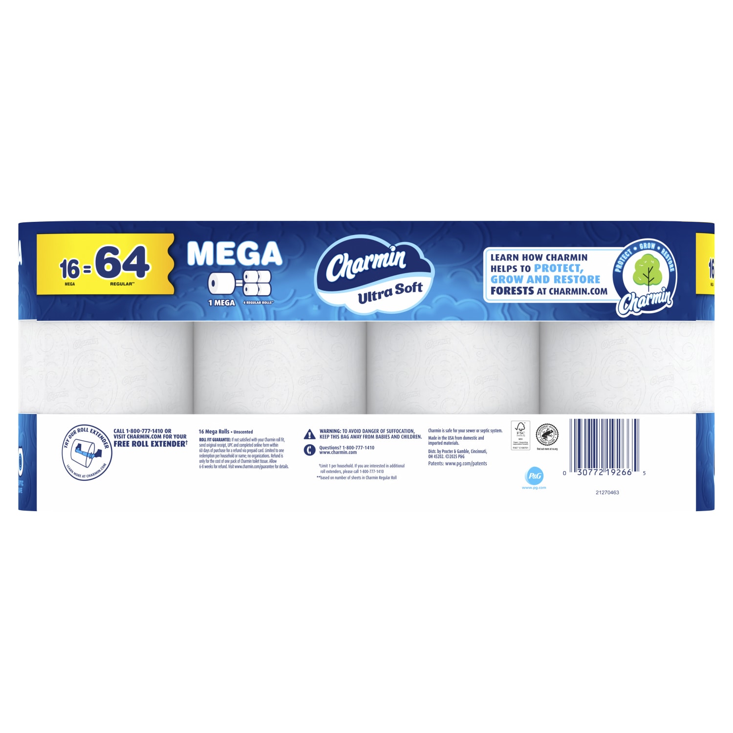 Charmin Ultra Soft 2-Ply Toilet Paper Mega Rolls, 208 Sheets Per Roll/69ft, Pack Of 16 Rolls - Image 6