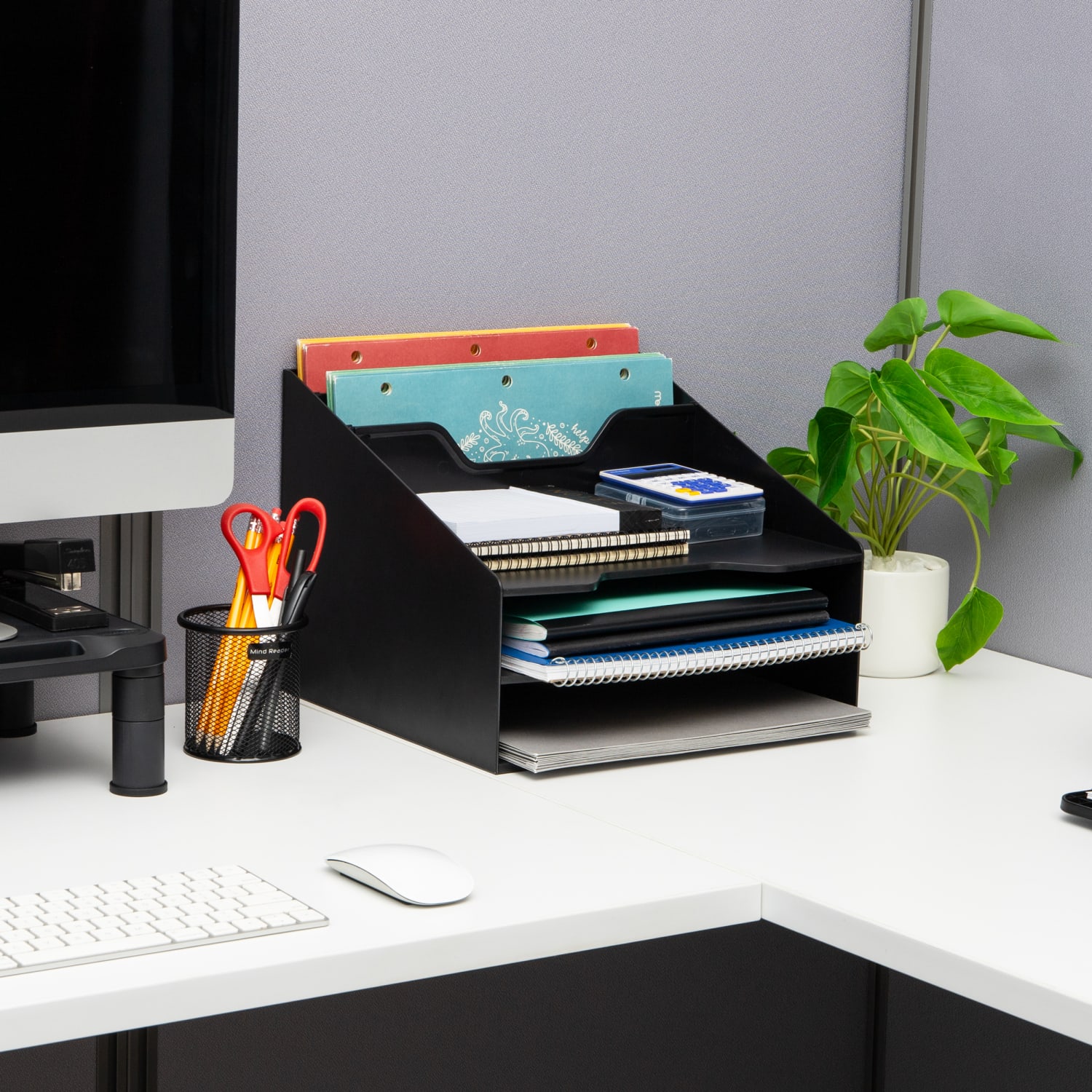 Mind Reader Desktop Organizer, 9-1/2inH x 11-3/4inW x 12-1/2inD, Black - Image 3