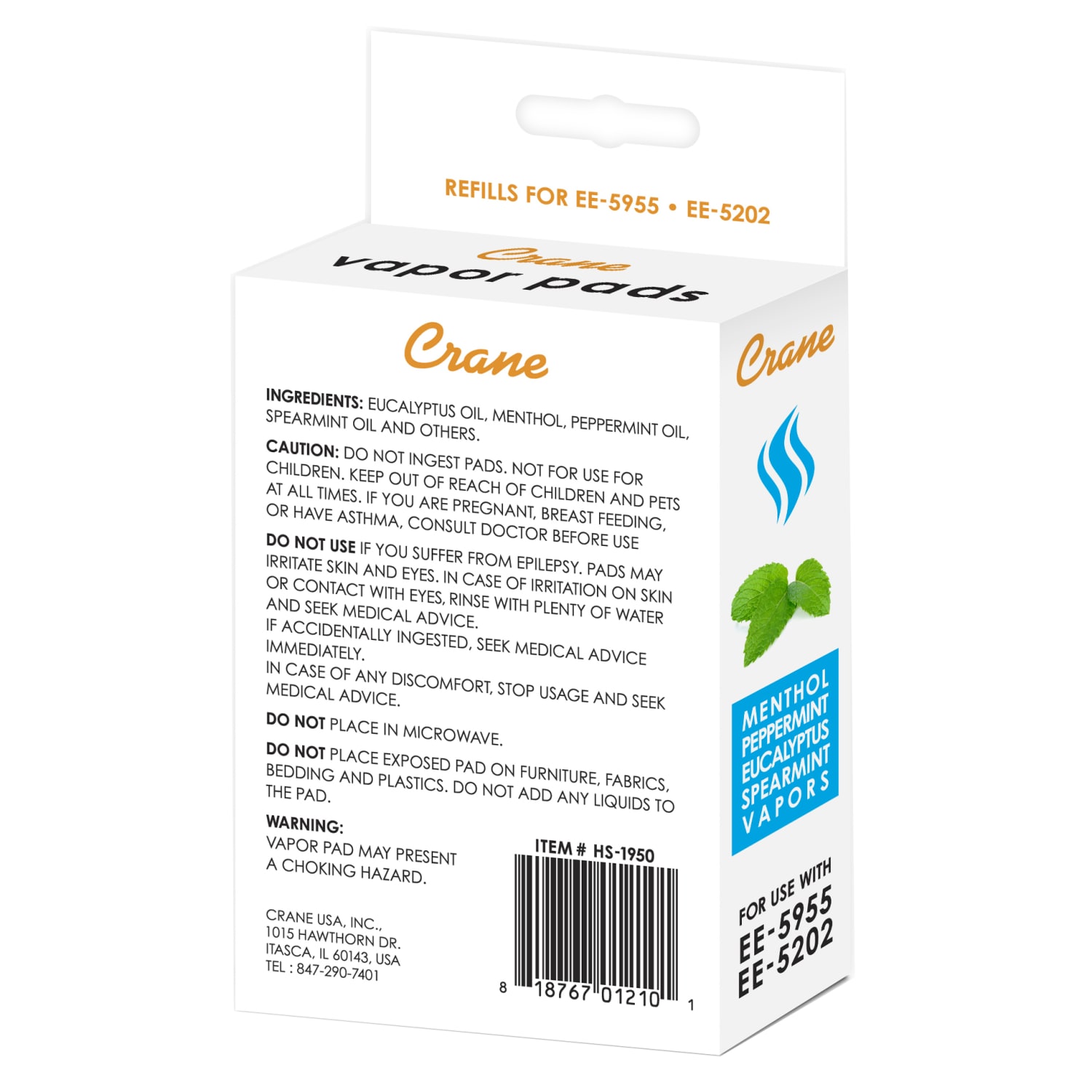 Crane Vapor Pads, Menthol Eucalyptus, Pack Of 12 Pads - Image 3