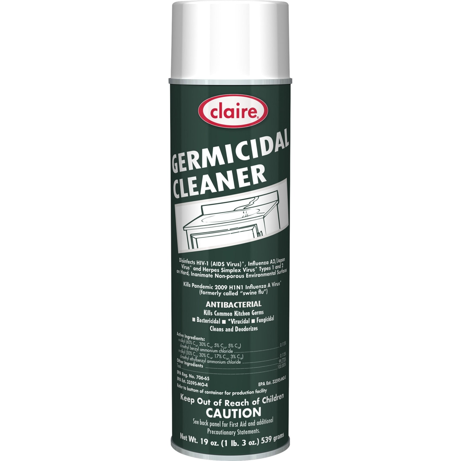 Claire Foaming Germicidal Cleaner - 19 fl oz (0.6 quart) - Floral Scent - Disinfectant, Deodorize - White - 12 / Carton - Image 3