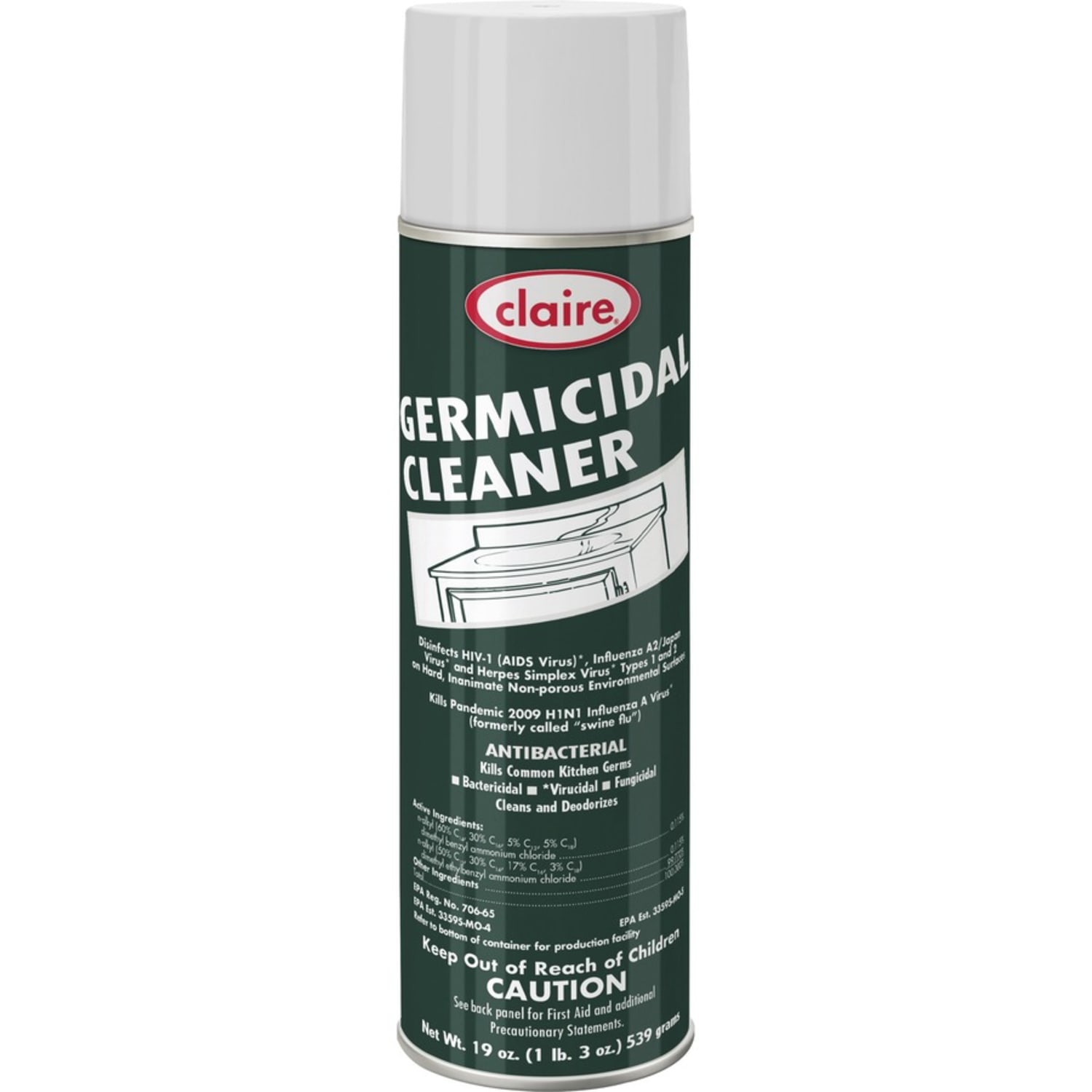 Claire Foaming Germicidal Cleaner - 19 fl oz (0.6 quart) - Floral Scent - Disinfectant, Deodorize - White - 12 / Carton - Image 5