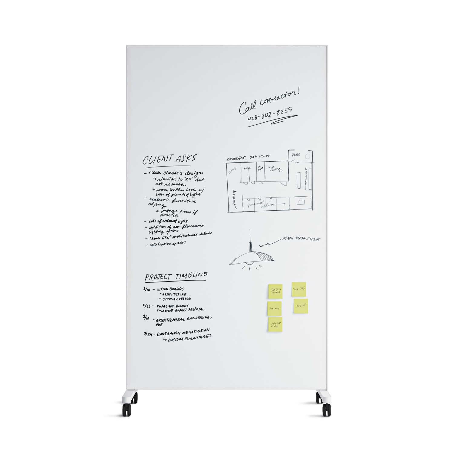U Brands Double Sided Magnetic Glass Dry-Erase Mobile Floor Easel, 72in X 42, Actual Size 72in X 40in (4777U00-01) - Image 5