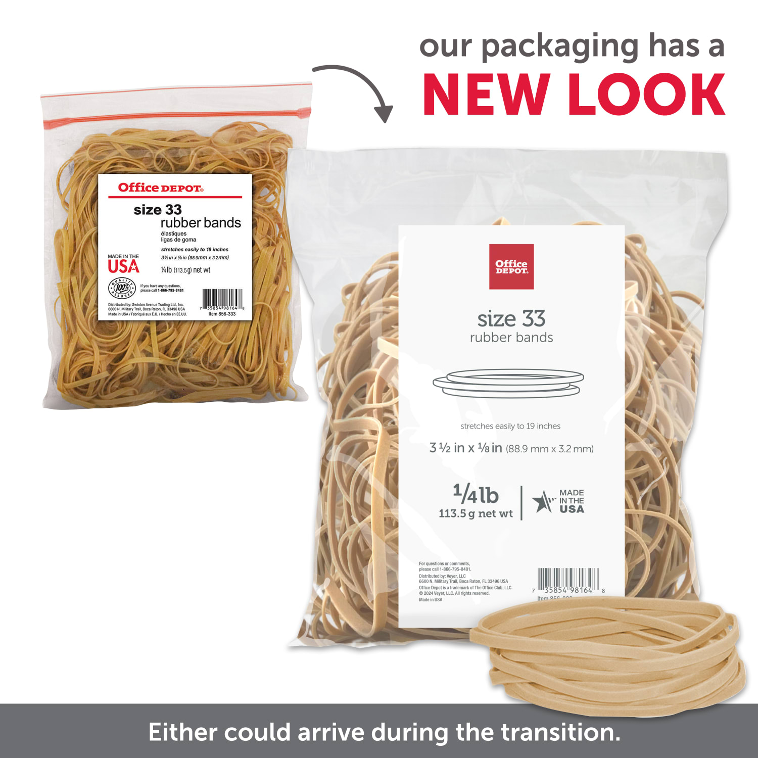 Office Depot Brand Rubber Bands, #33, 3-1/2in x 1/8in, Crepe, 1/4 Lb. Bag - Image 5