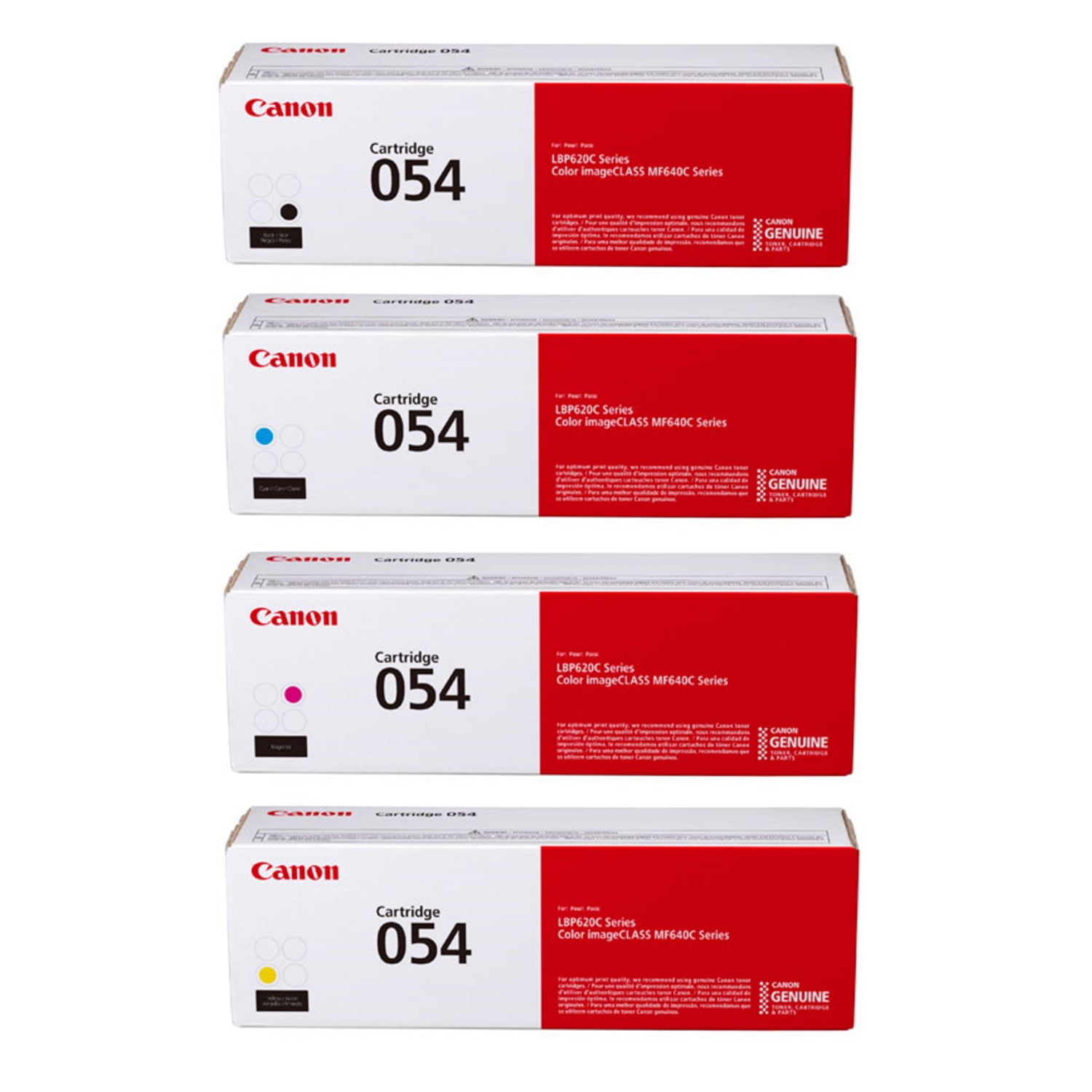 Canon 054 Black And Cyan, Magenta, Yellow Toner Cartridges Combo, Pack Of 4, 3024C001,3023C001,3022C001,3021C001