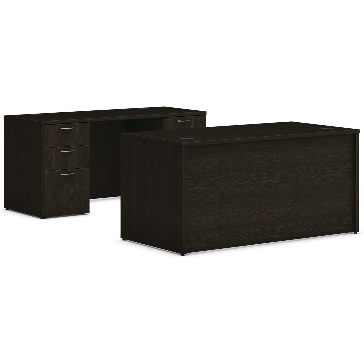 HON Mod 60inW Executive Workstation Computer Desk And Credenza, Java Oak - Image 3
