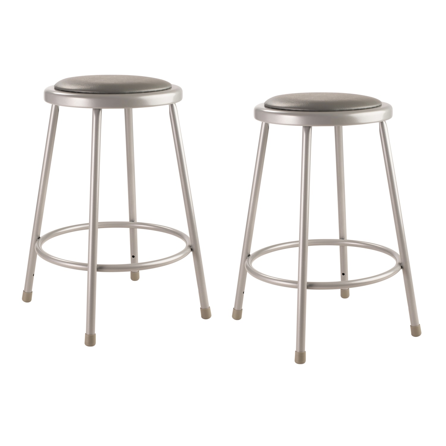 National Public Seating 6400 Series Vinyl-Padded Science Stools, 24inH, Gray, Pack Of 2 Stools