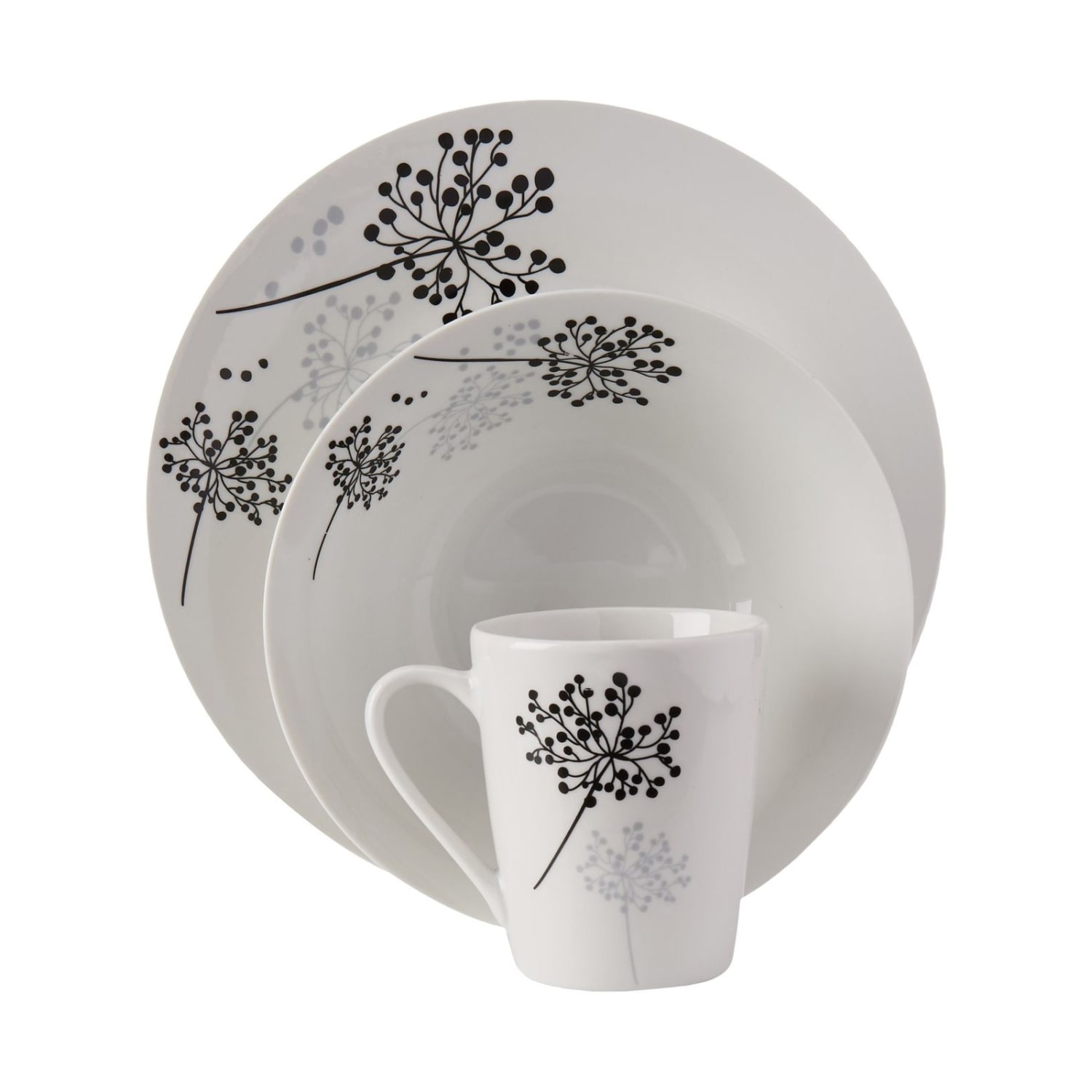 Gibson Netherwood 12-Piece Dinnerware Set, White/Gray, 995105576M - Image 4