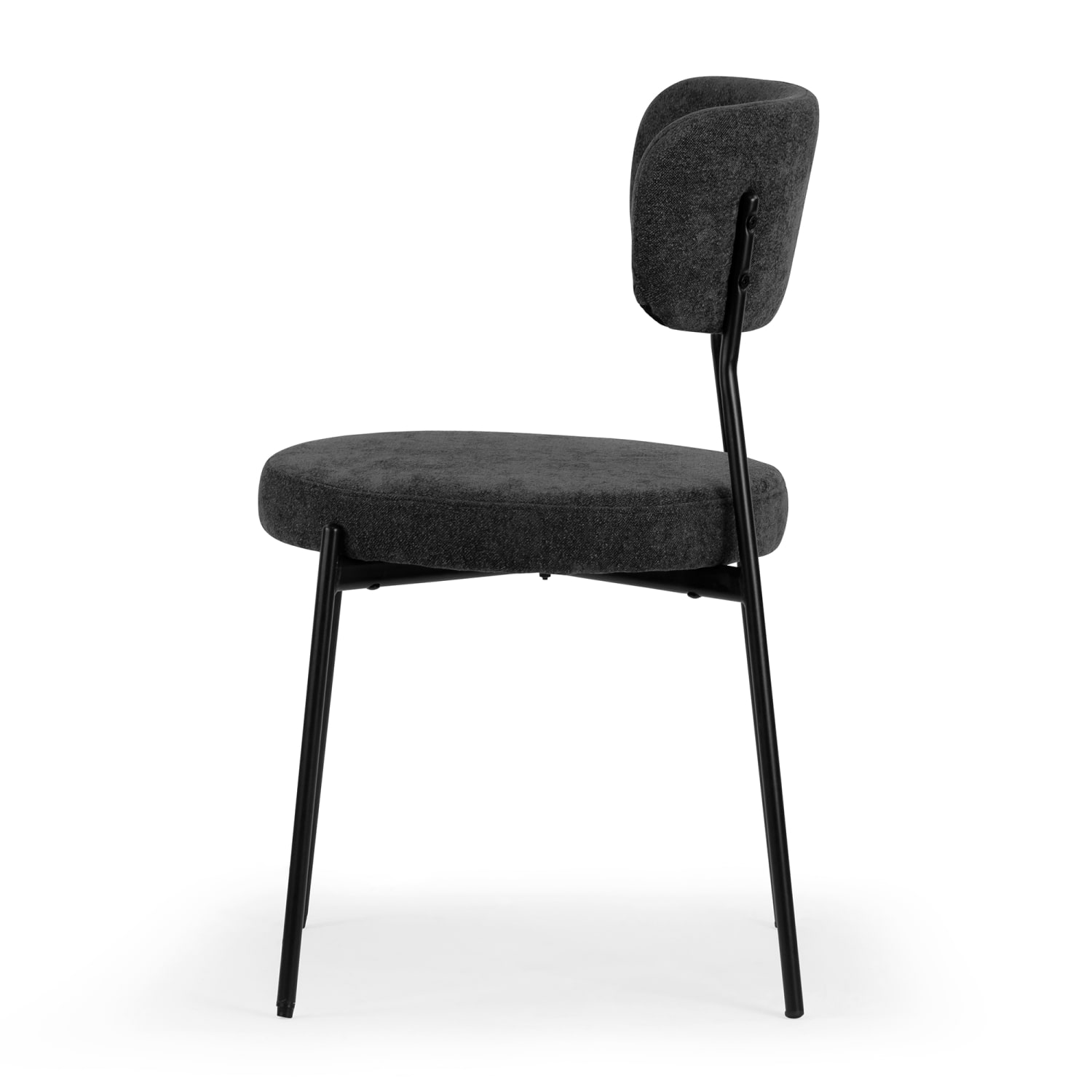 Glamour Home Aya Chenille Fabric Dining Accent Chairs, Black, Set Of 2 Chairs - Image 5
