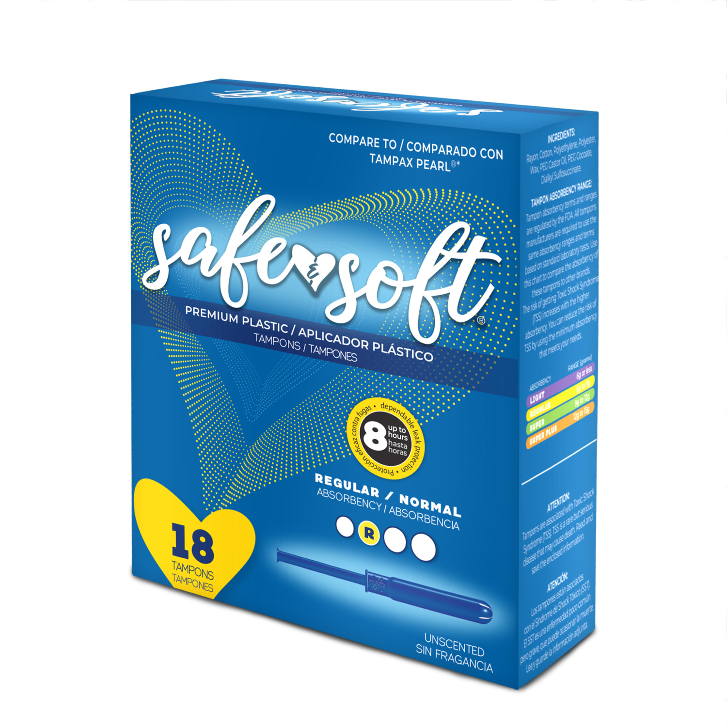 Hospeco Safe & Soft Plastic Applicator Tampons, Regular Absorbency,18 Tampons Per Box, Case Of 12 Boxes - Image 3