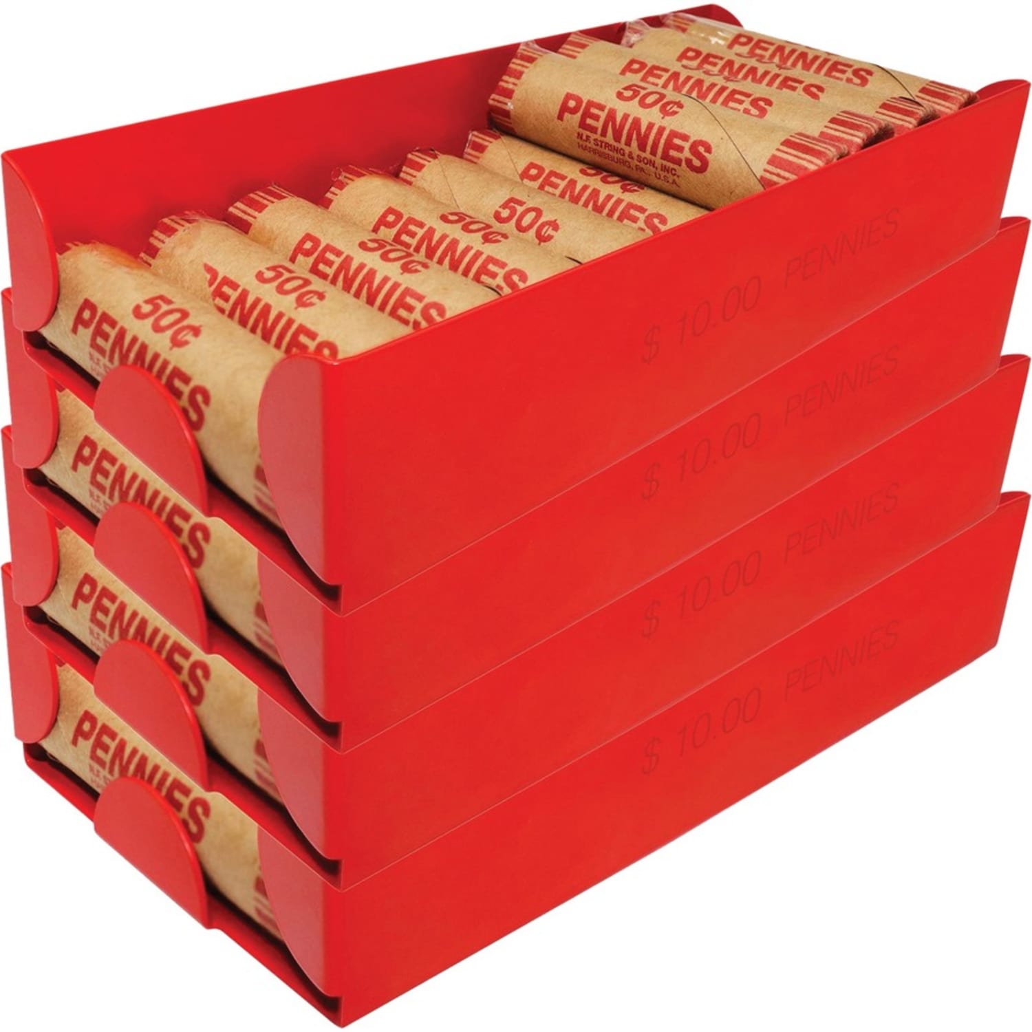 Nadex Coins Aluminium Coin Tray, 4 Pack, Pennies, Red - 1 Coin - Aluminum - Red - 1.5in Height x 3.5in Width x 8in Depth - Image 6