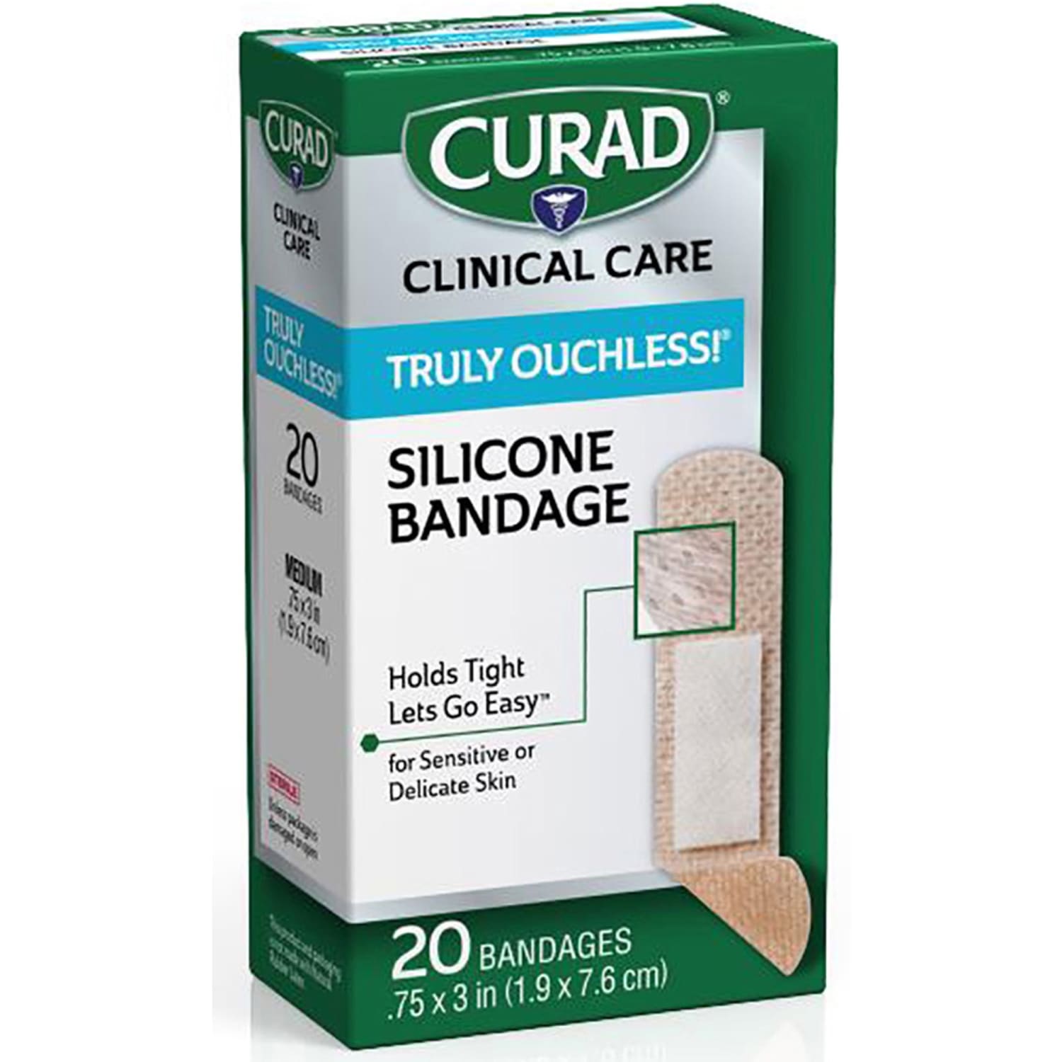 CURAD Truly Ouchless Self-Adhesive Bandage Strips, 3/4in x 3in, Beige, Pack Of 20 - Image 3