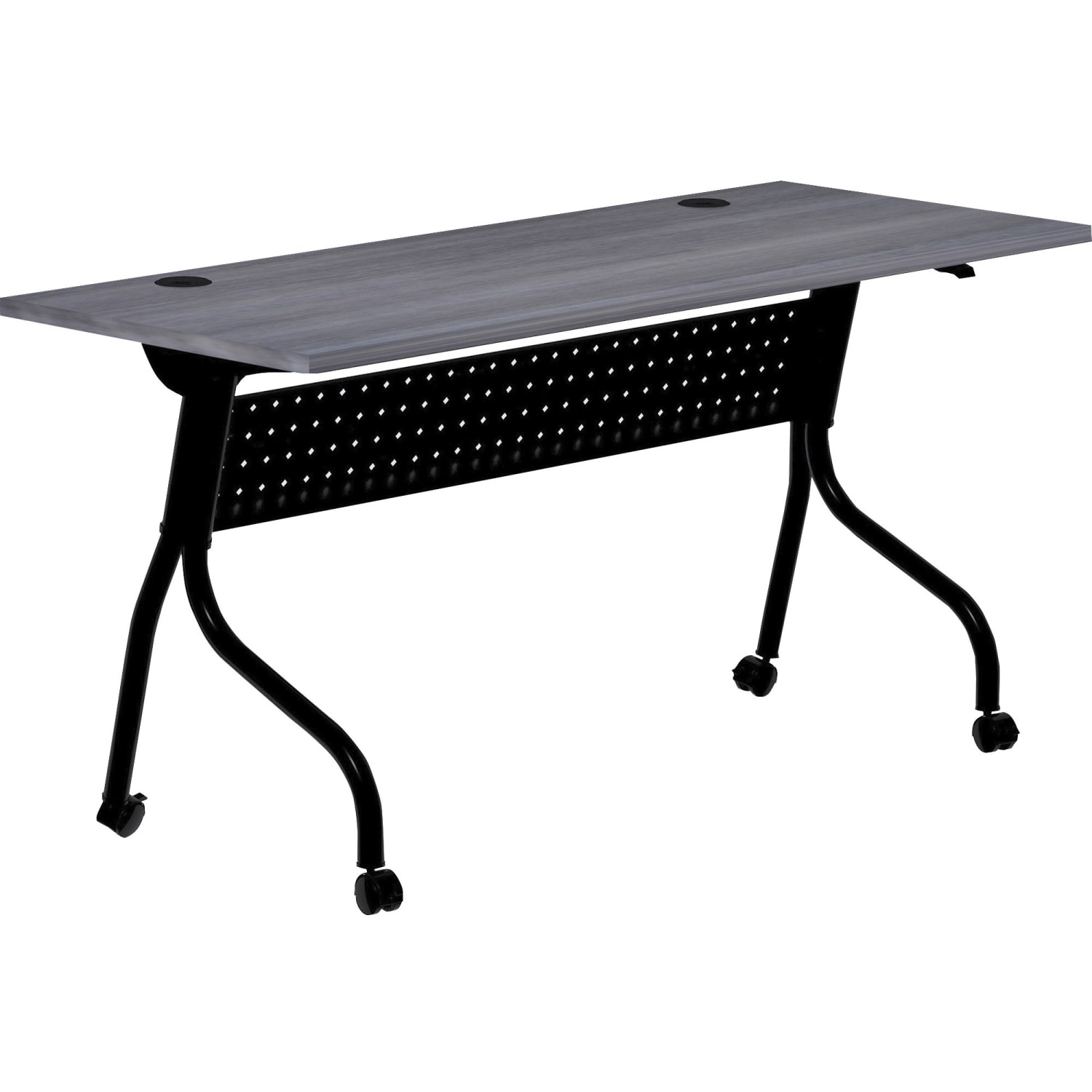 Lorell 60inW Flip-Top Training Table, Charcoal/Black