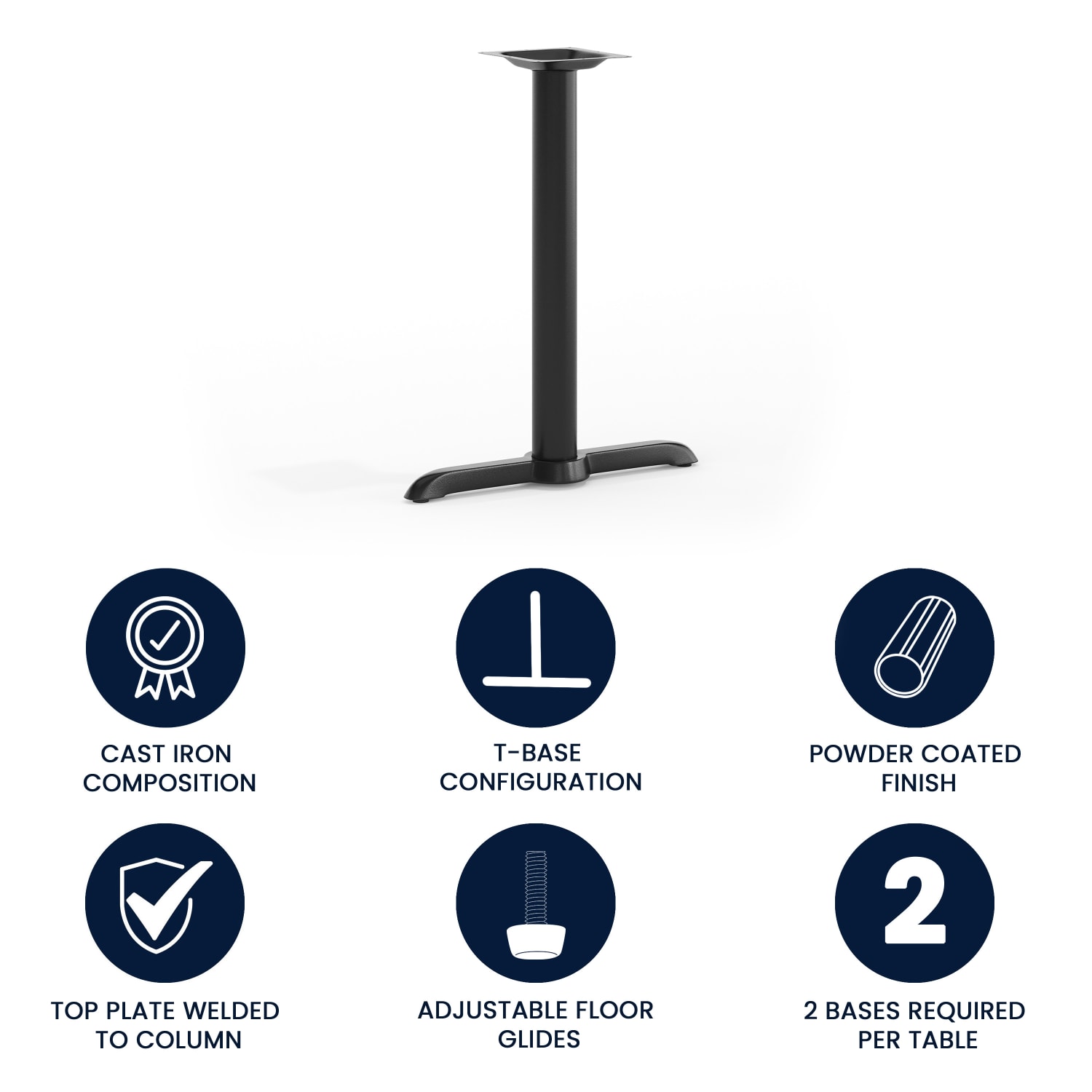 Flash Furniture Restaurant Table T-Base With 3ft"-Diameter Table-Height Column, 28-1/2inH x 22inW x 5inD, Black - Image 3