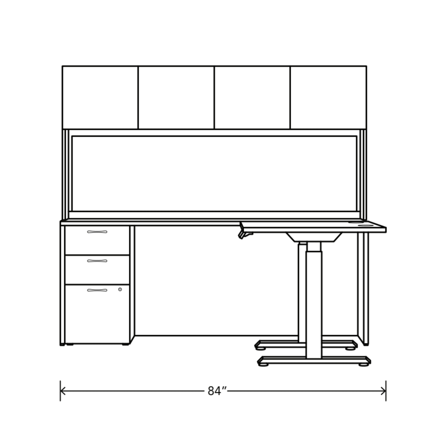 HON Mod Executive Height-Adjustable Workstation With Storage, Desert Oak/Cool Neutral/Silver - Image 3