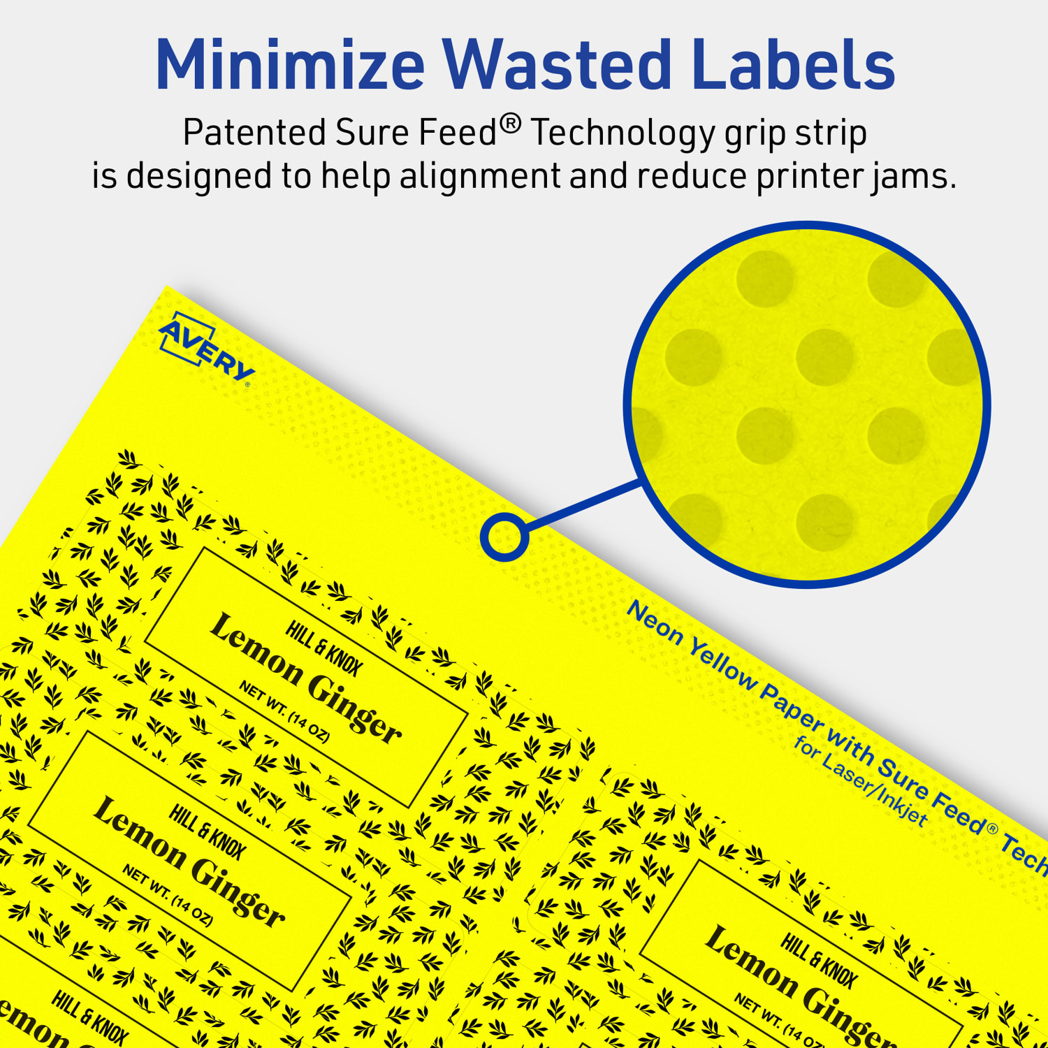 Avery Print-To-The-Edge Labels With Sure Feed Technology And Easy Peel, 94228-NYP20, Rectangle, 1-1/4in x 3-3/4in, Matte Neon Yellow, Pack of 240 - Image 5