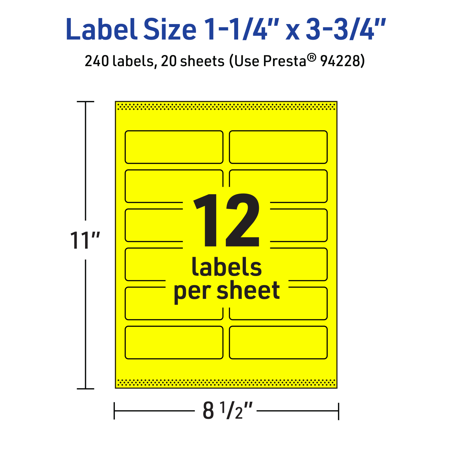 Avery Print-To-The-Edge Labels With Sure Feed Technology And Easy Peel, 94228-NYP20, Rectangle, 1-1/4in x 3-3/4in, Matte Neon Yellow, Pack of 240 - Image 6