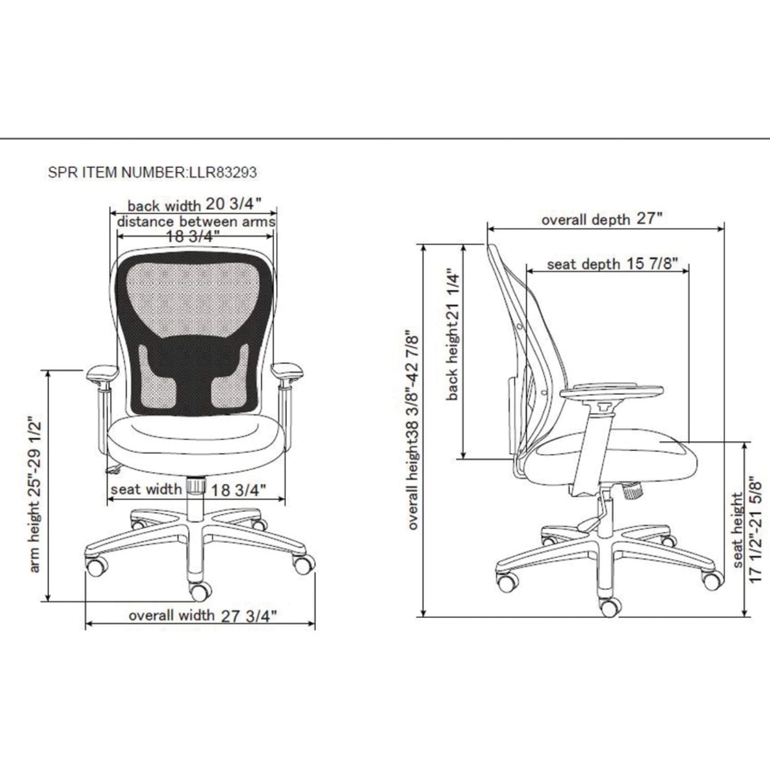 Lorell SOHO Mesh Mid-Back Task Chair, Black - Image 7