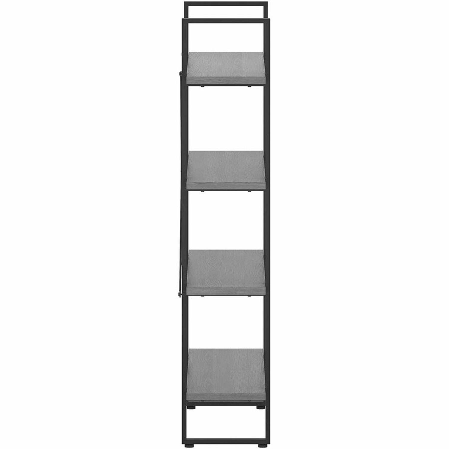 Lorell SOHO Rustic Metal Frame Bookcase, 57.5inH x 39.4inW x 11.8inD, 4 Shelve(s), Band Edge, Charcoal, Sturdy, Durable - Image 6